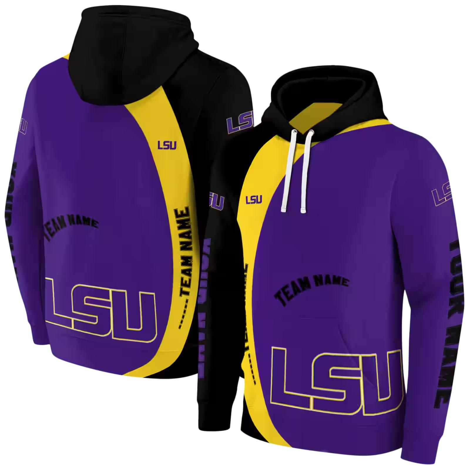 customized lsu tigers minimalist design purple black hoodie fashion forward