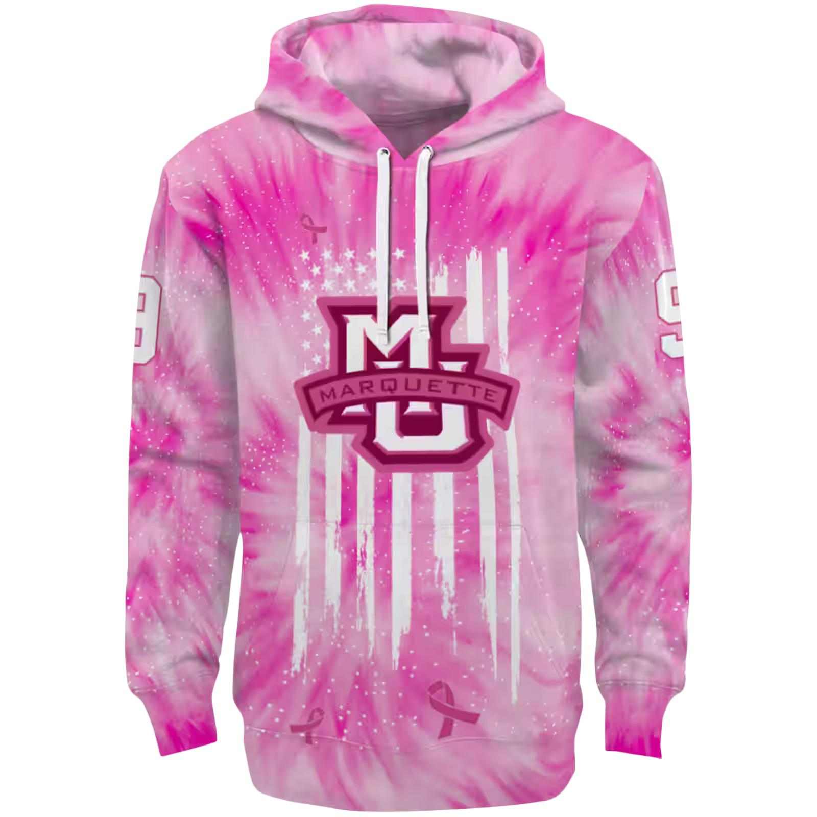 Customized Marquette Golden Eagles Cancer Support Pink Hoodie