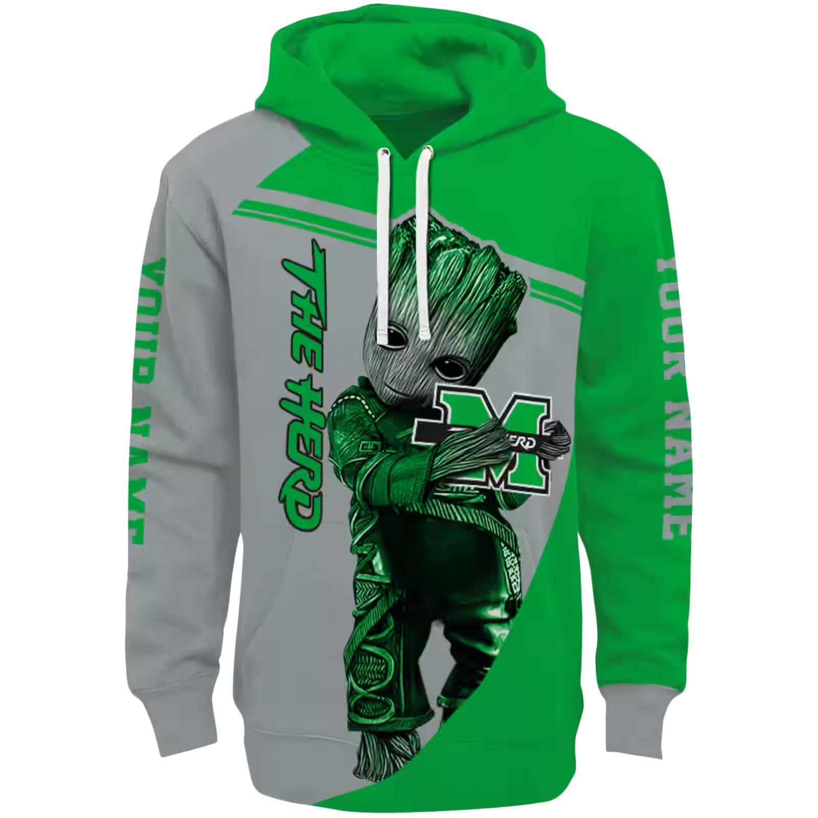 Customized Marshall Thundering Herd Groot Green Hoodie