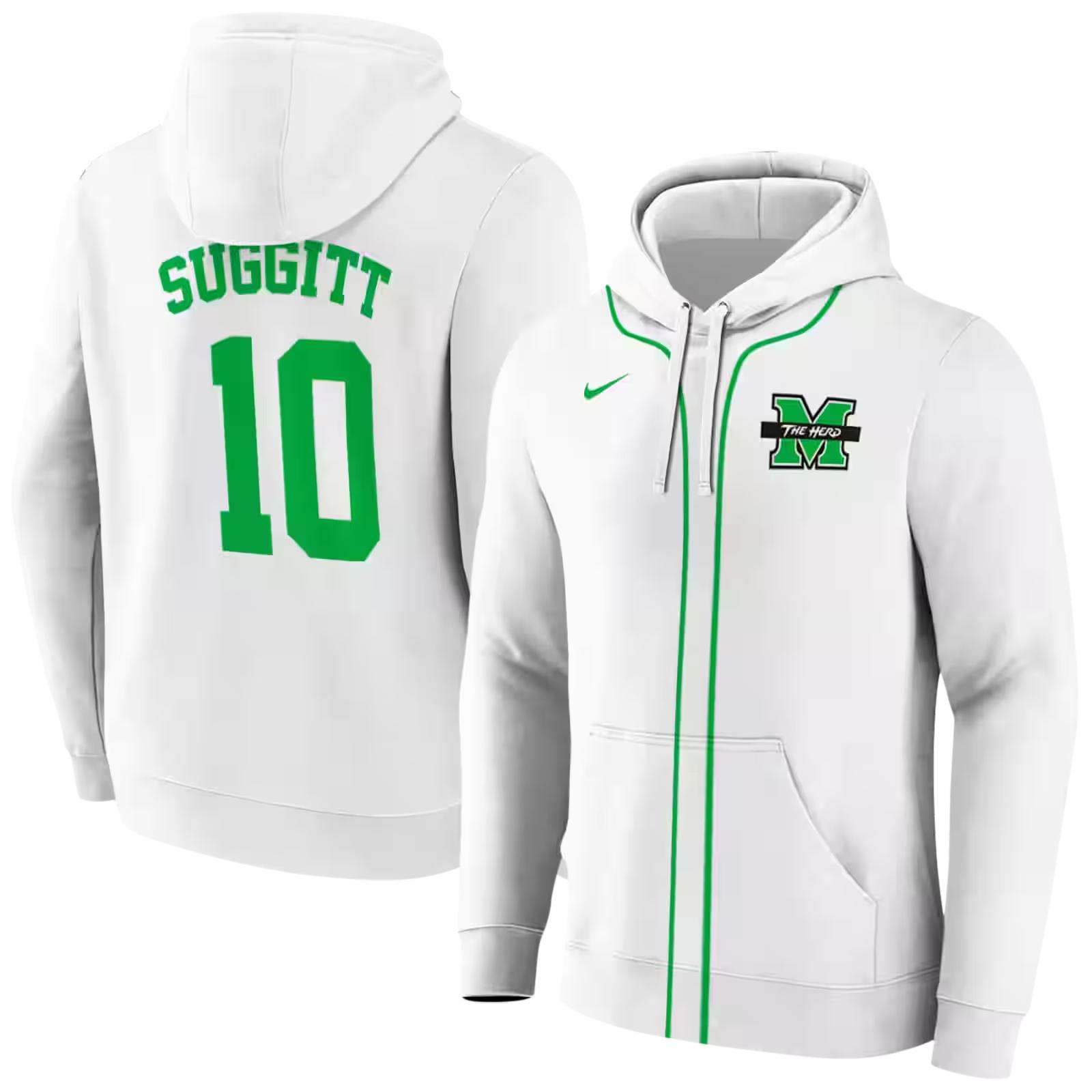 customized marshall thundering herd sporty stripe white hoodie fashion forward