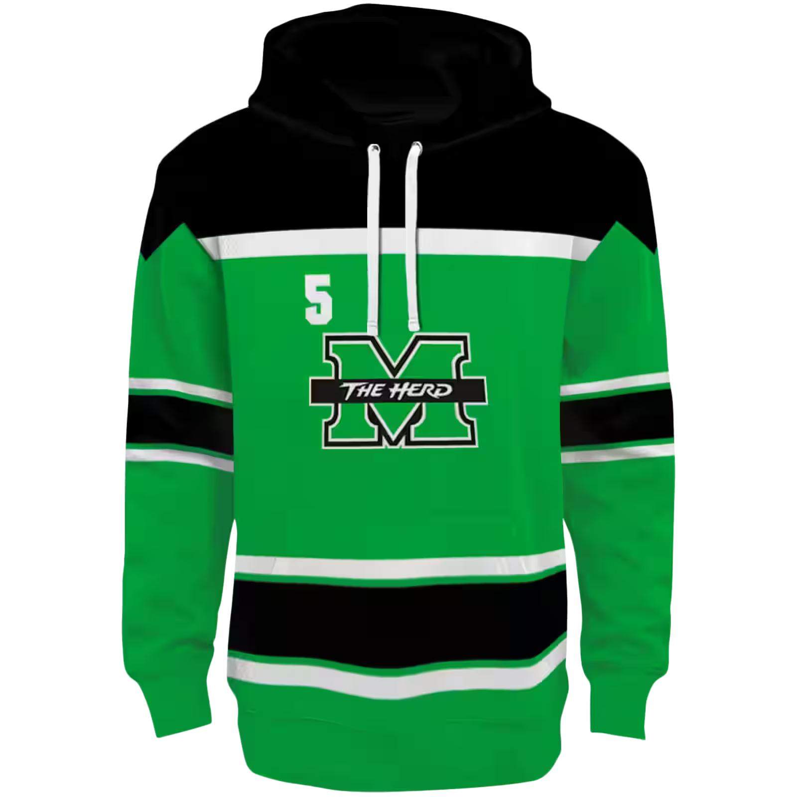 Customized Marshall Thundering Herd Striped Pattern Green Hoodie