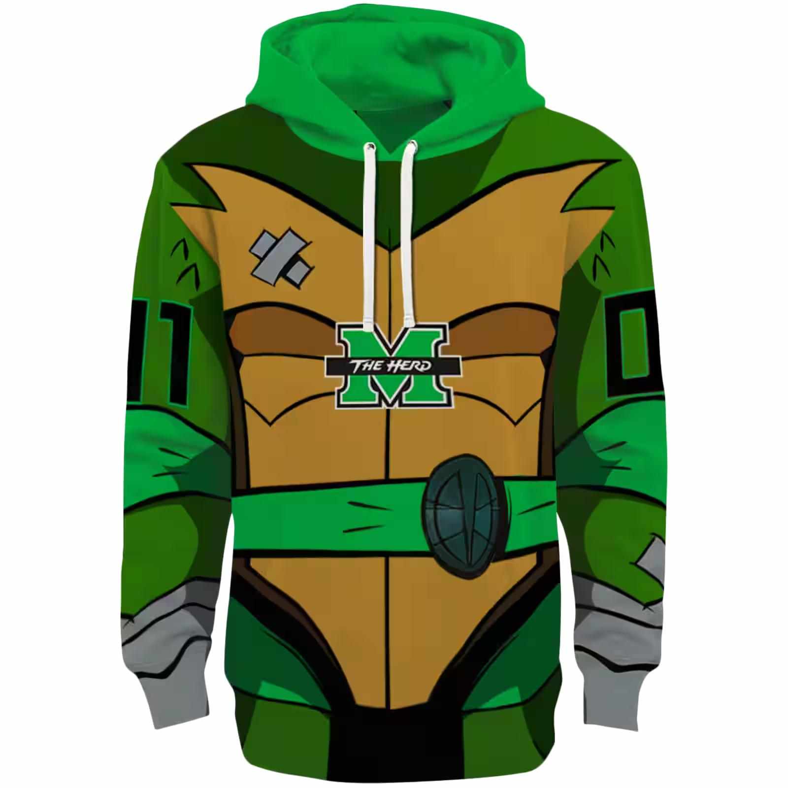 Customized Marshall Thundering Herd Superhero Armor Green Hoodie