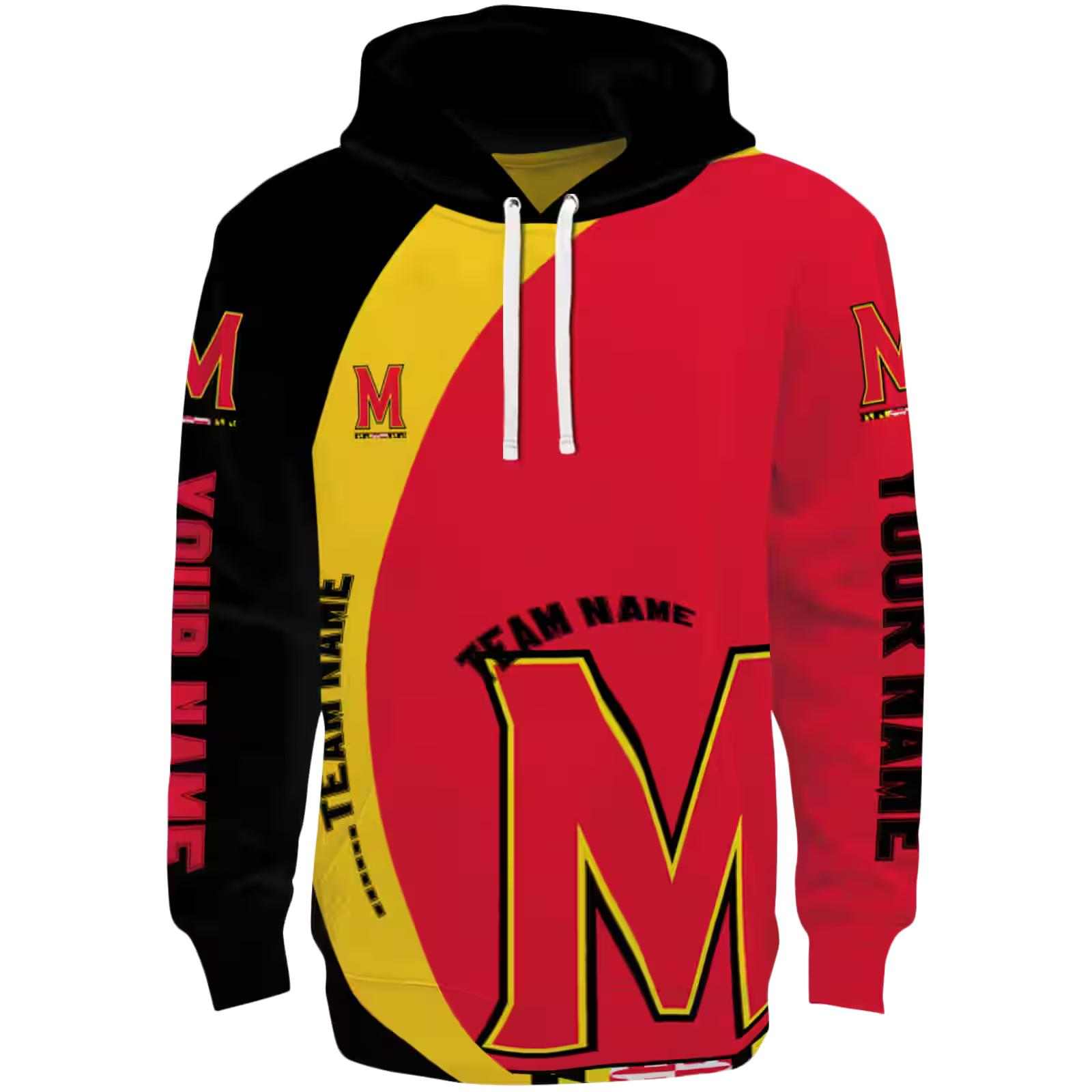 Customized Maryland Terrapins Minimalist Design Red Black Hoodie