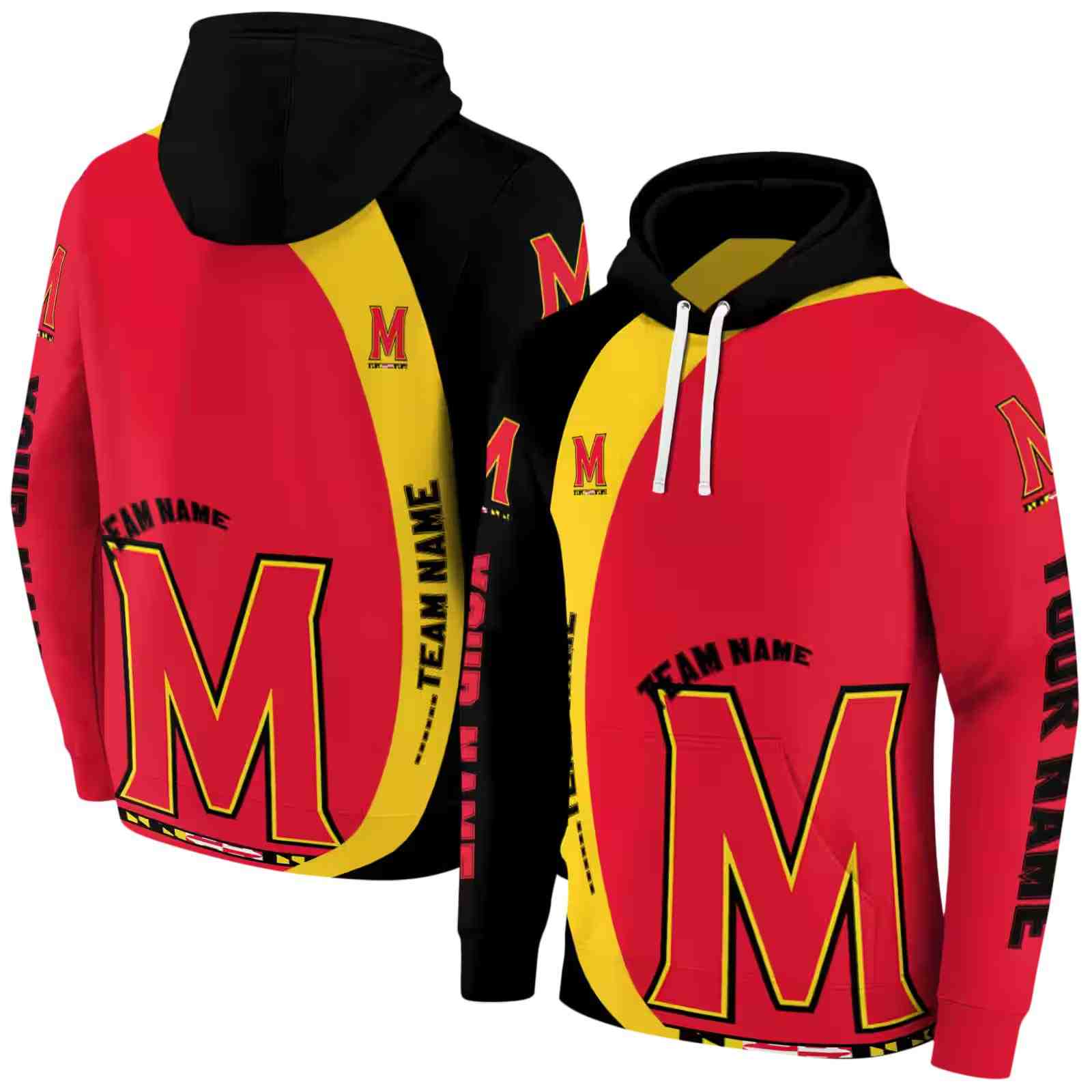 customized maryland terrapins minimalist design red black hoodie fashion forward