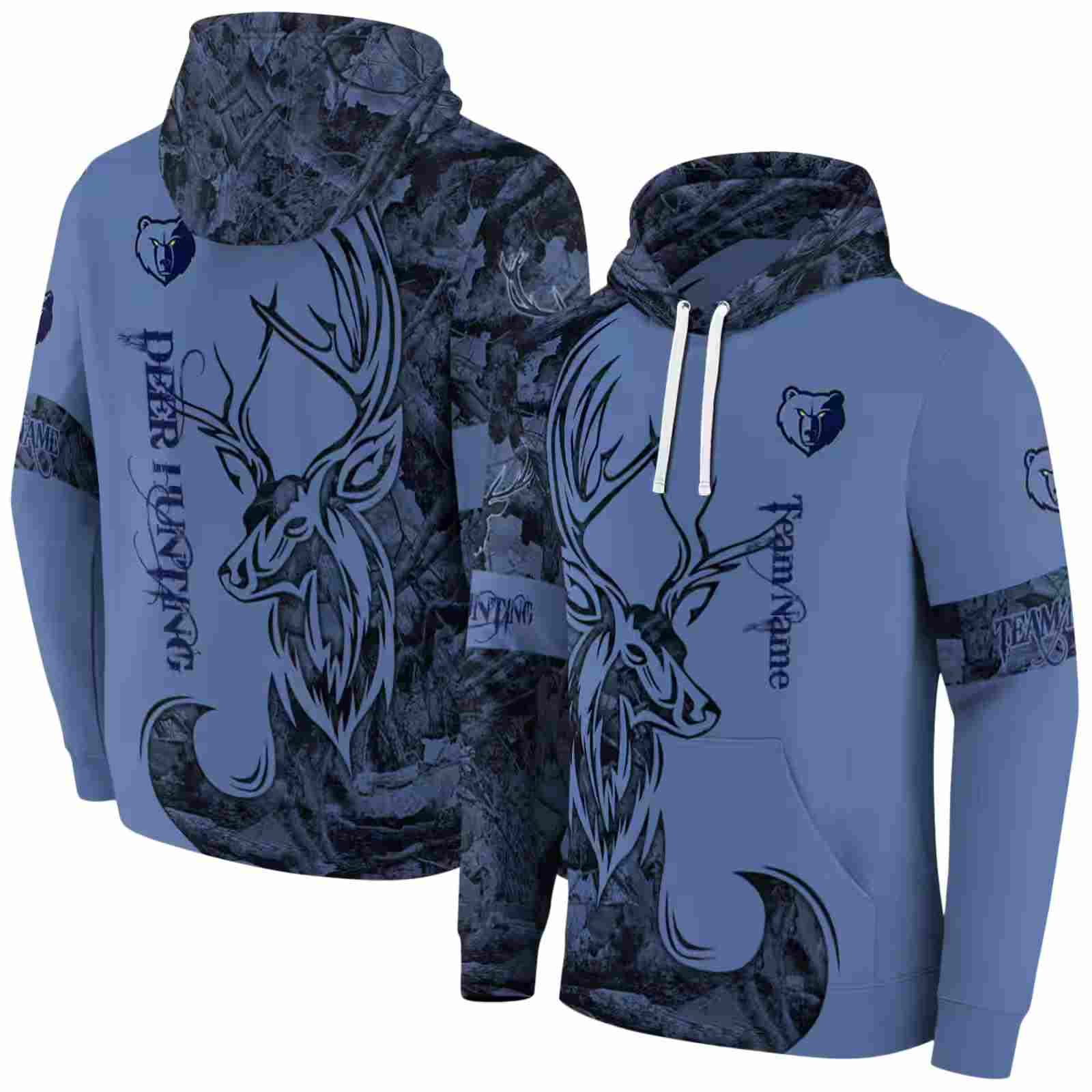 customized memphis grizzlies deer silhouette blue hoodie fashion forward