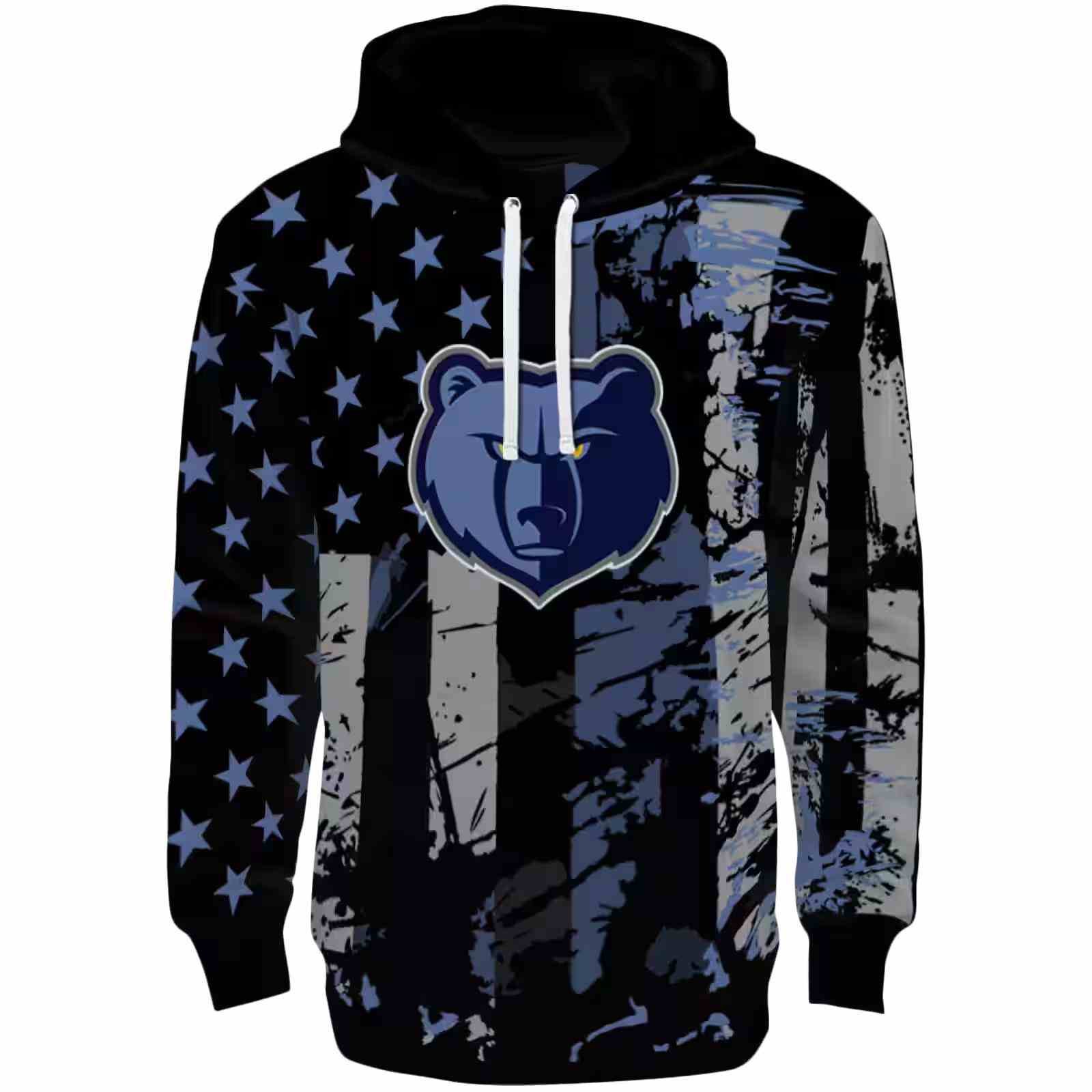 Customized Memphis Grizzlies Distressed Flag Blue Black Hoodie