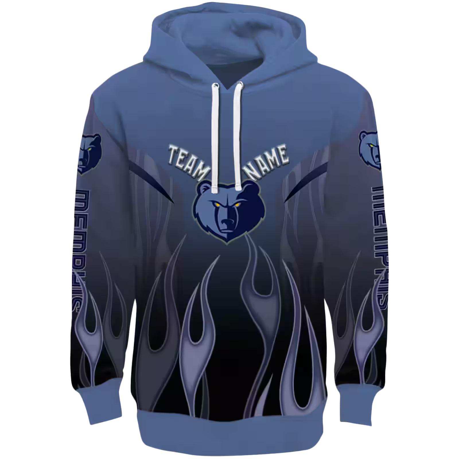 Customized Memphis Grizzlies Flame Design Blue Hoodie