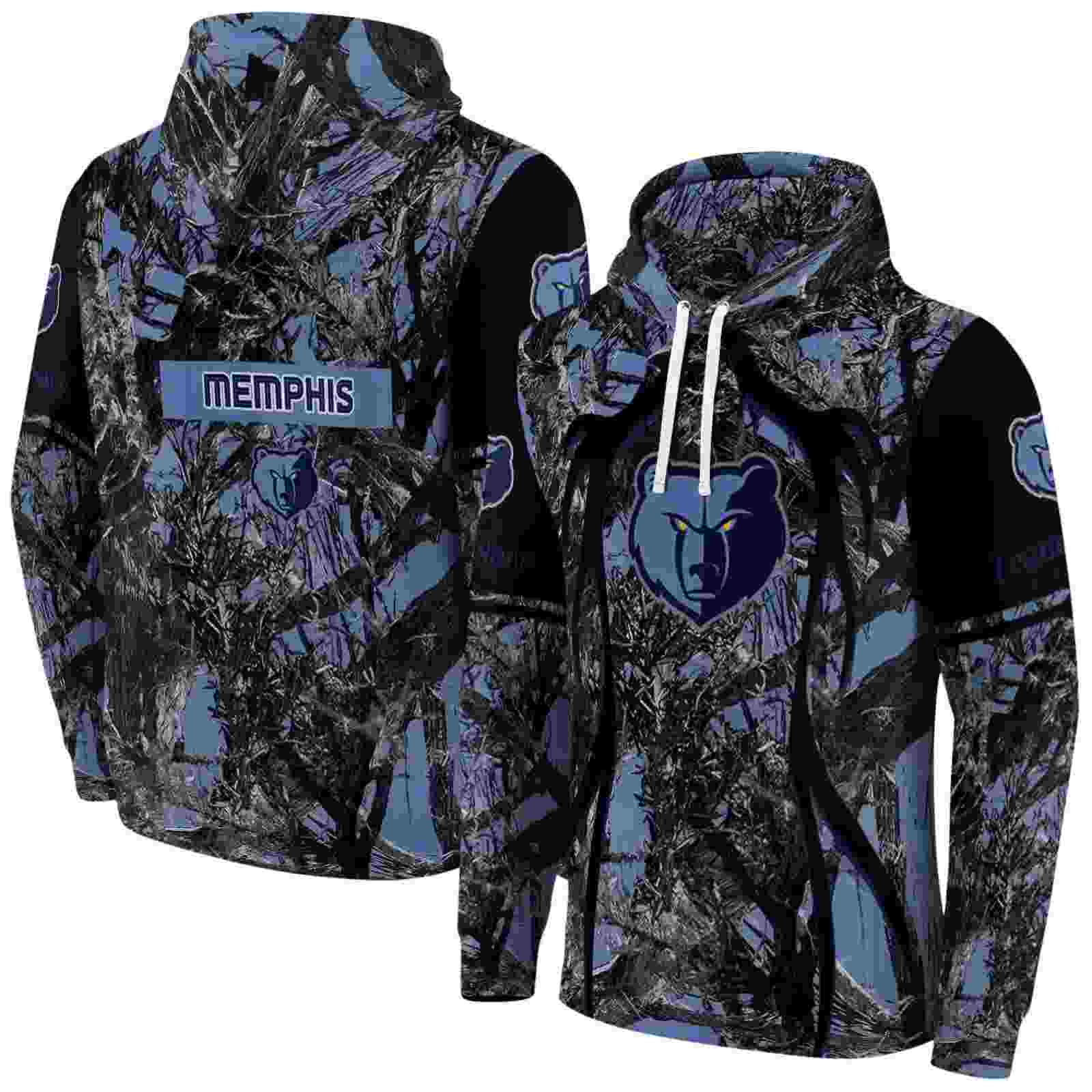 customized memphis grizzlies hunting theme blue black hoodie fashion forward