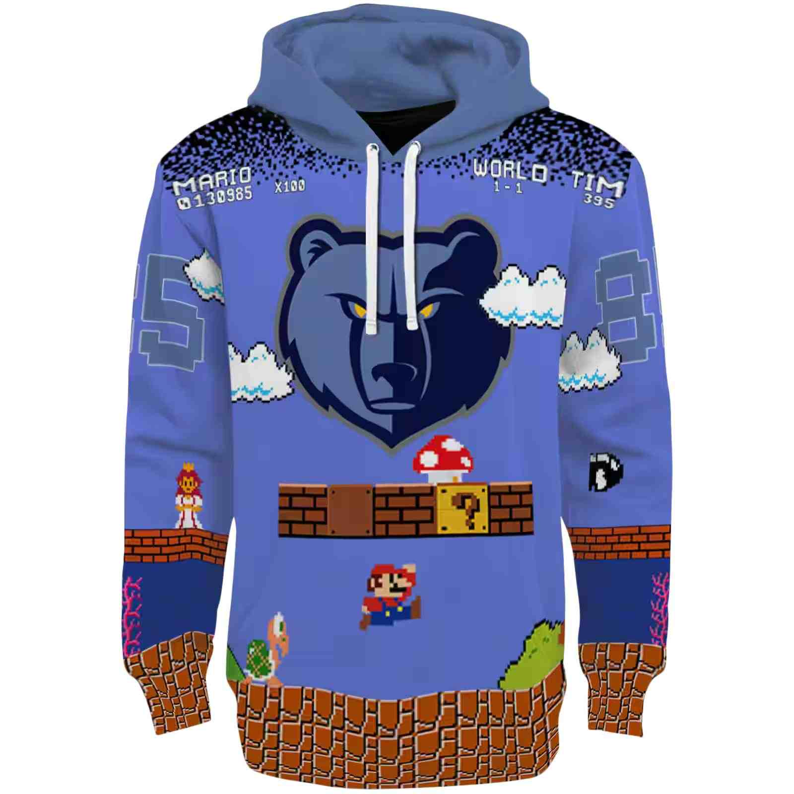 Customized Memphis Grizzlies Mario Blue Black Hoodie