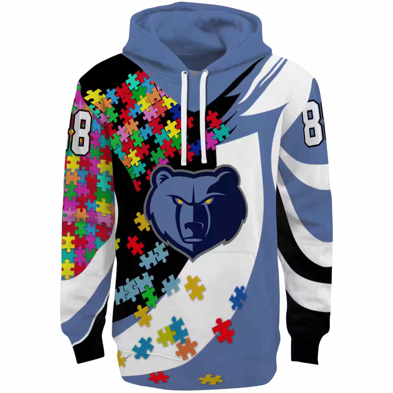 Customized Memphis Grizzlies Puzzle Pieces Blue Hoodie