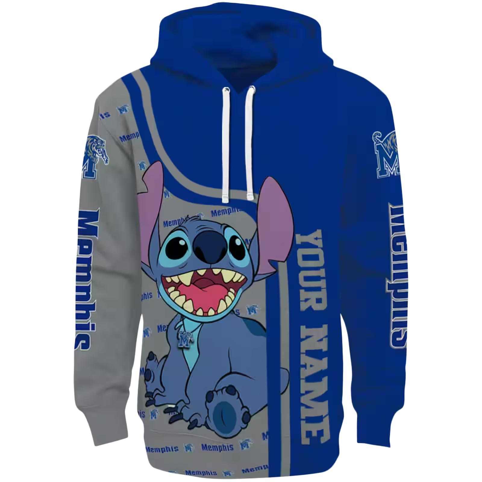 Customized Memphis Tigers Stitch Blue Hoodie