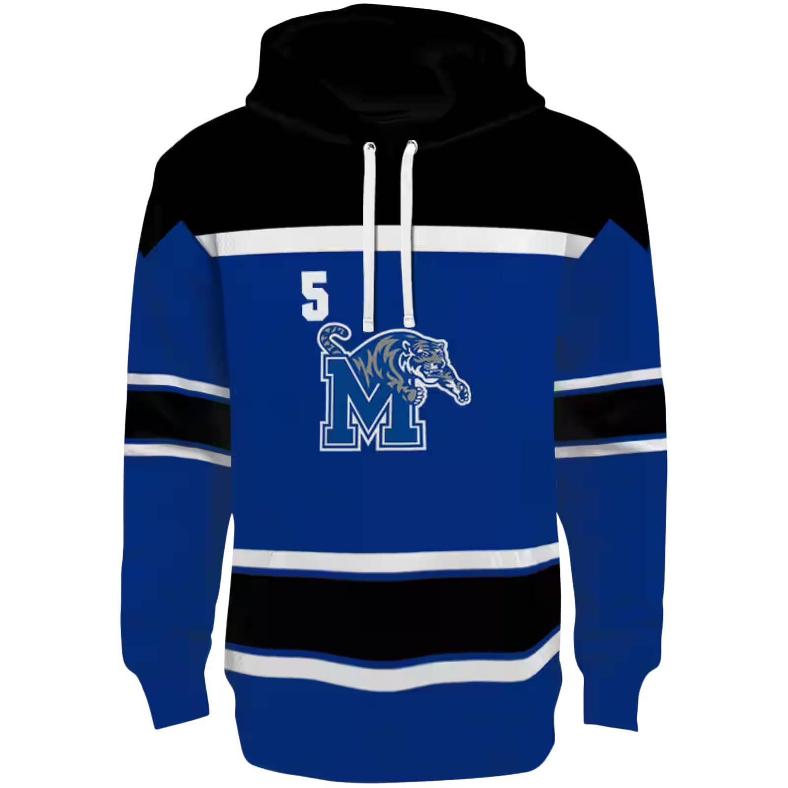 Customized Memphis Tigers Striped Pattern Blue Hoodie