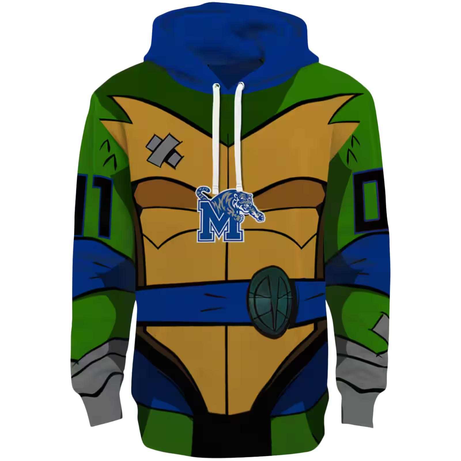 Customized Memphis Tigers Superhero Armor Blue Green Hoodie