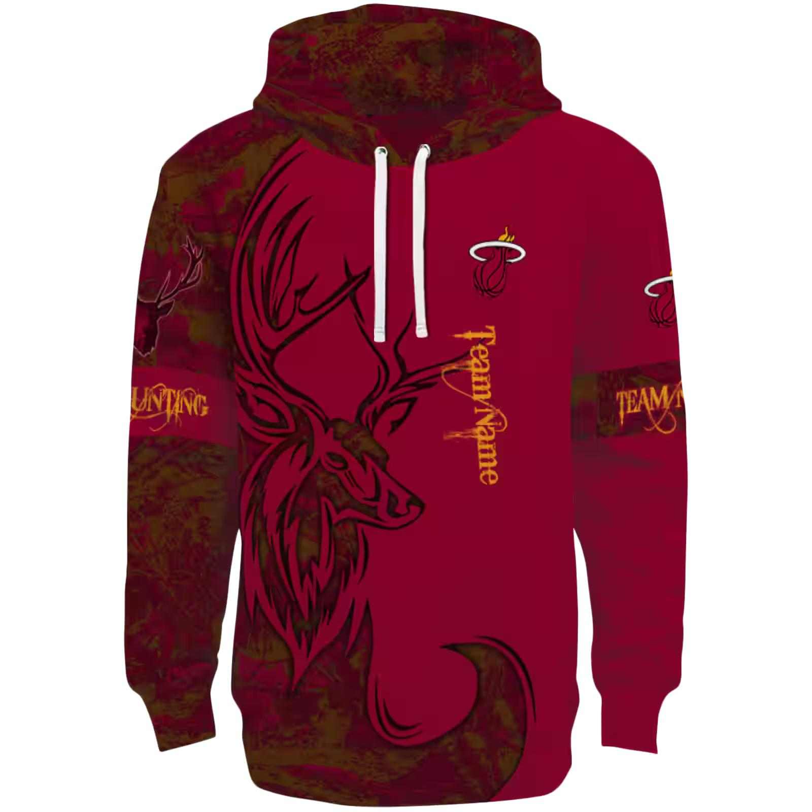 Customized Miami Heat Deer Silhouette Red Hoodie