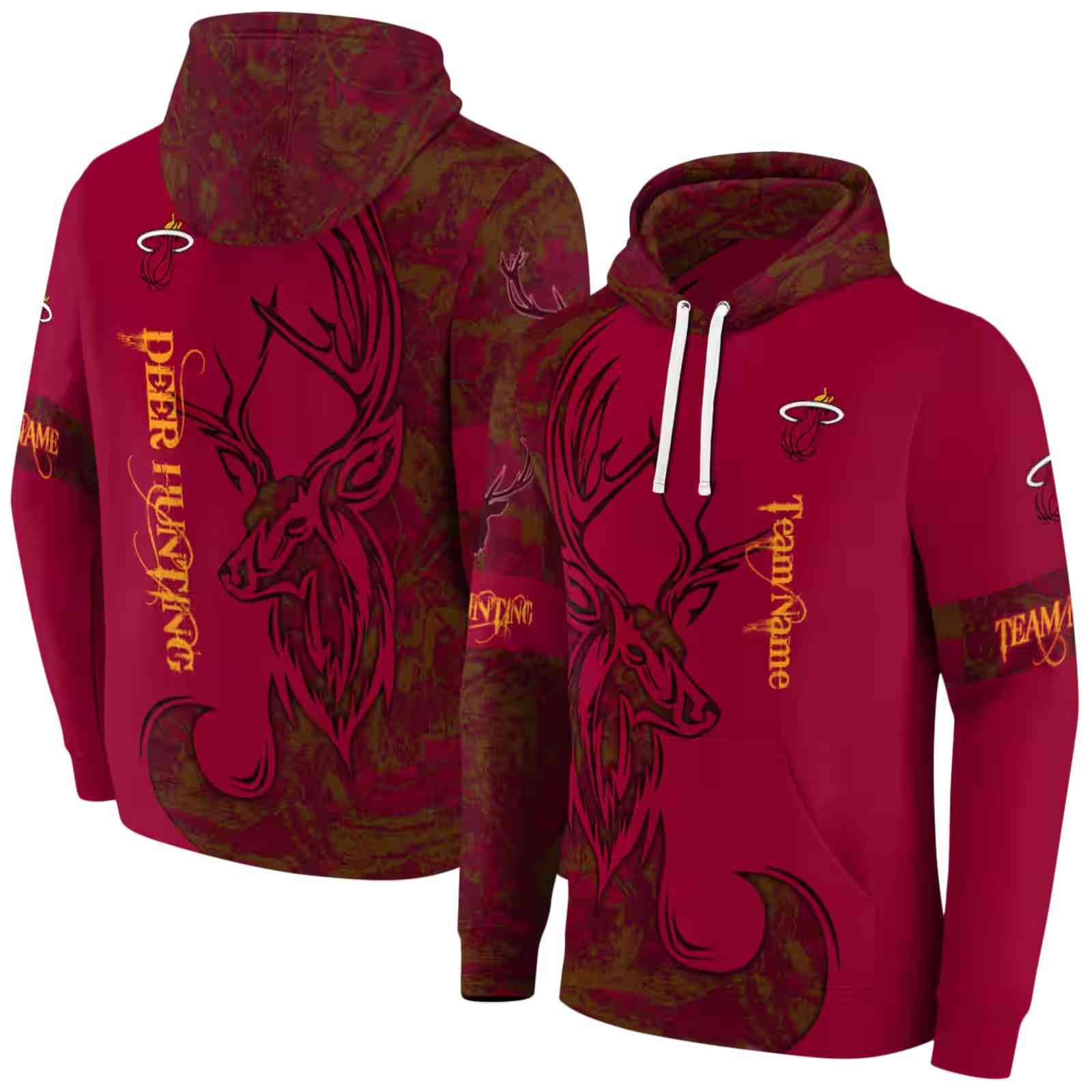 customized miami heat deer silhouette red hoodie fashion forward