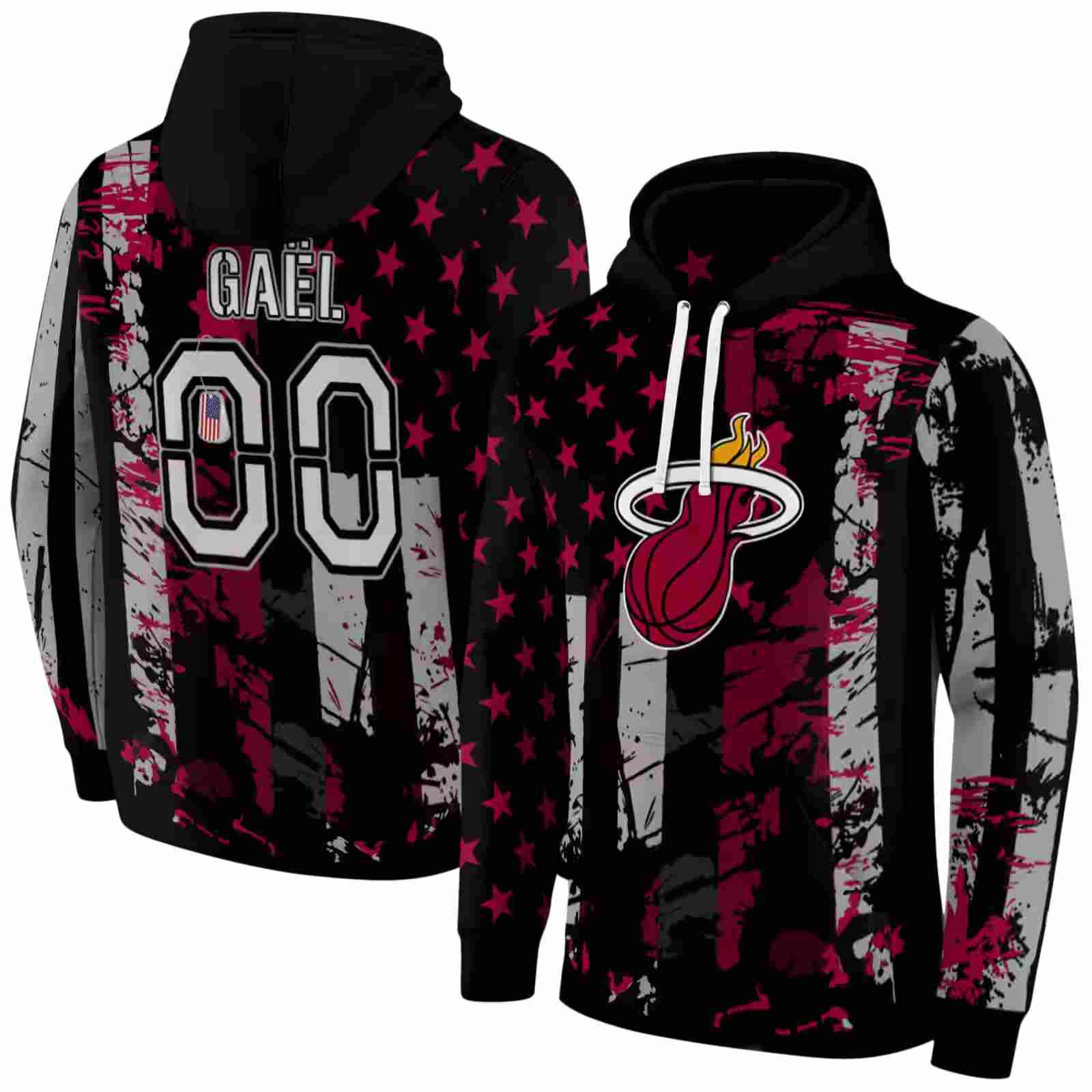 customized miami heat distressed flag red black hoodie fashion forward