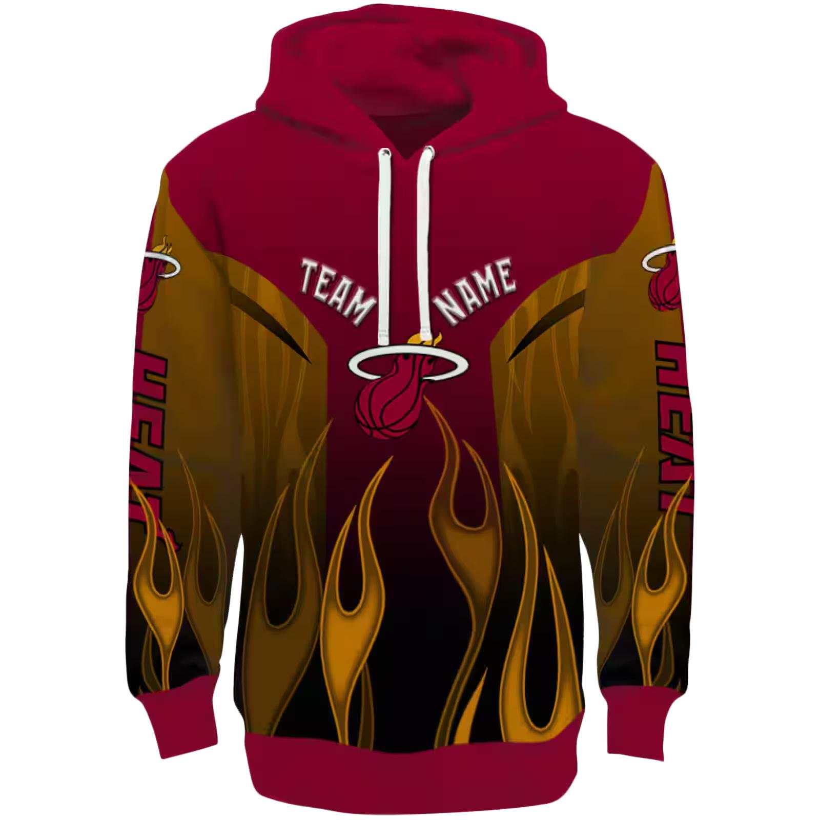 Customized Miami Heat Flame Design Red Hoodie