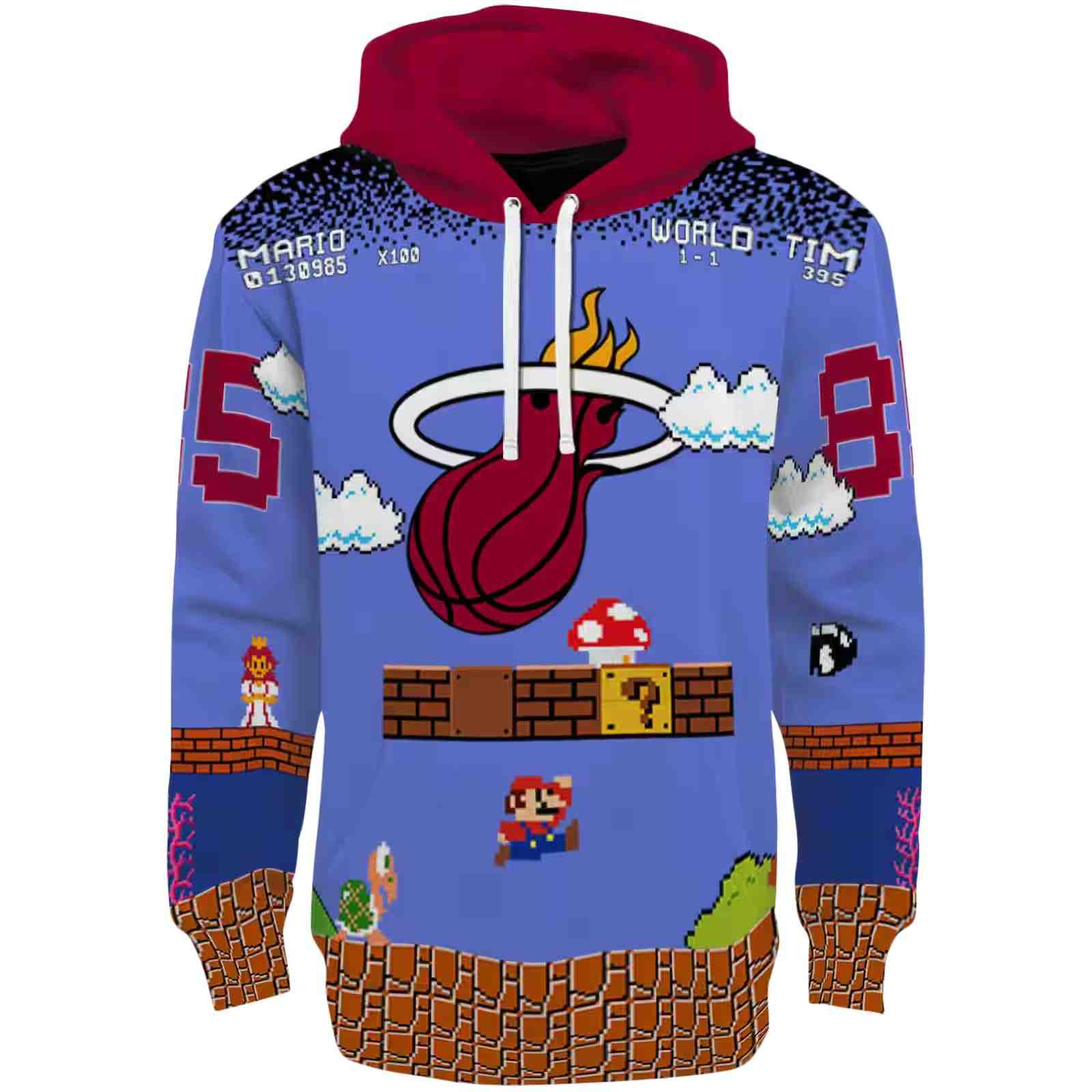 Customized Miami Heat Mario Blue Black Hoodie