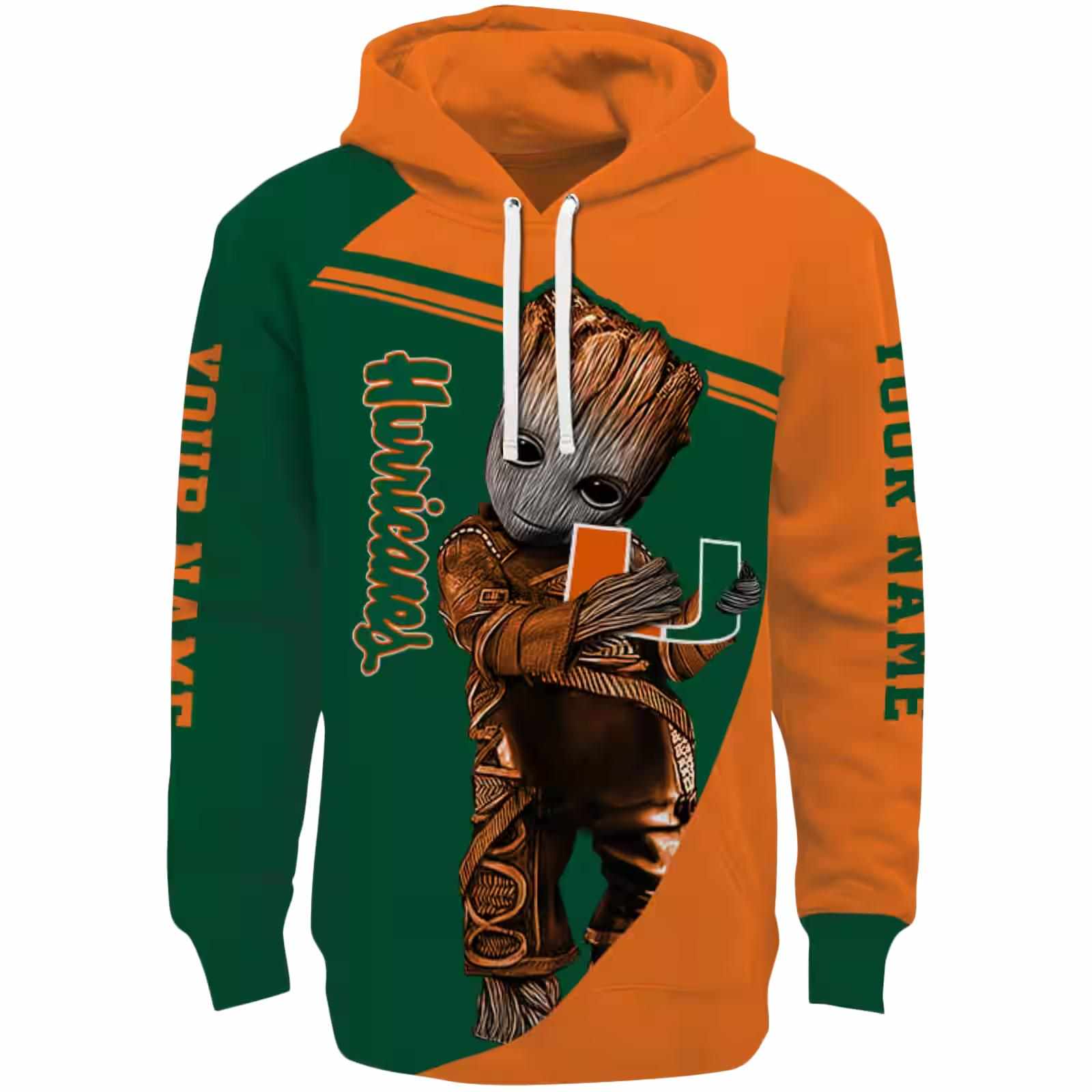 Customized Miami Hurricanes Groot Orange Hoodie