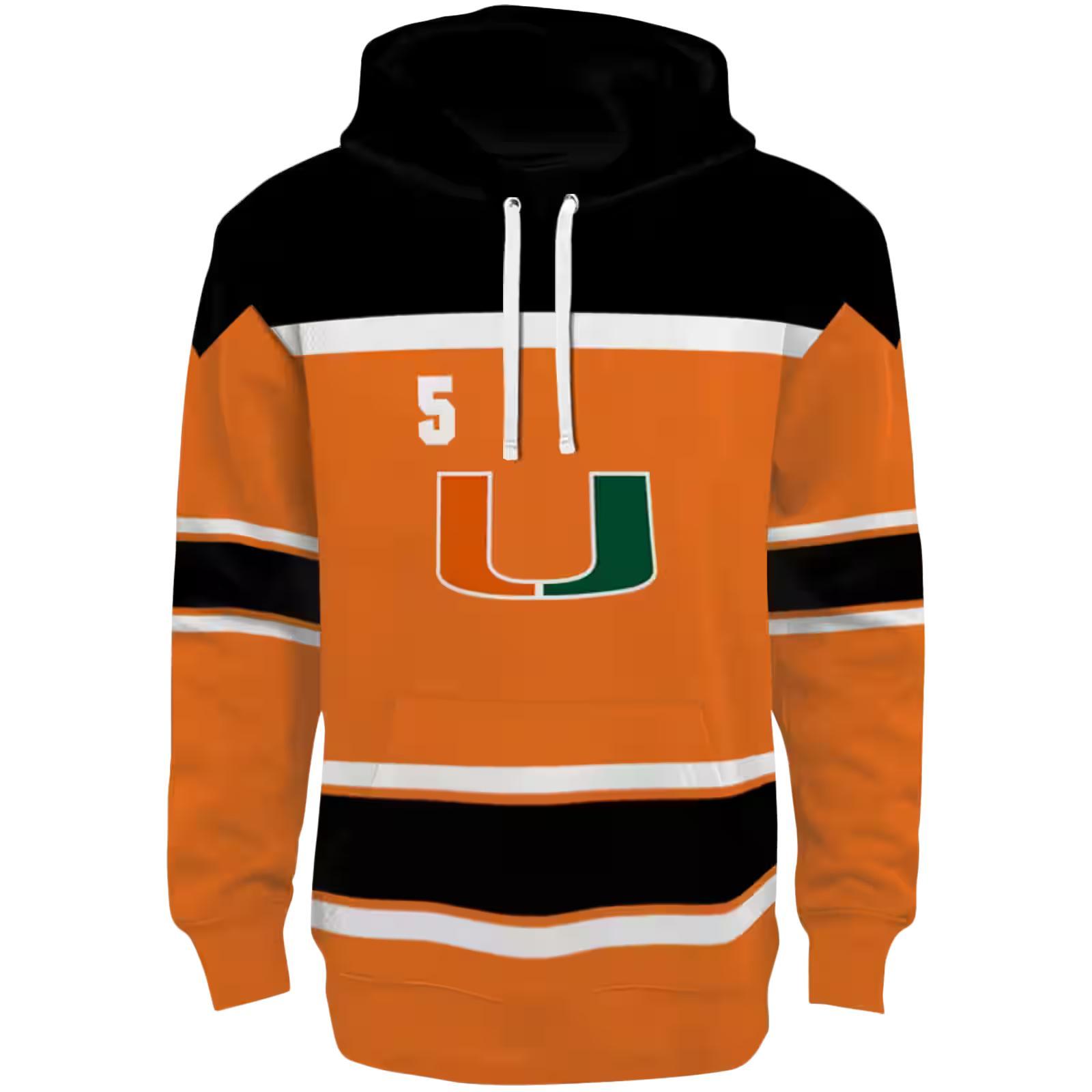 Customized Miami Hurricanes Striped Pattern Orange Hoodie