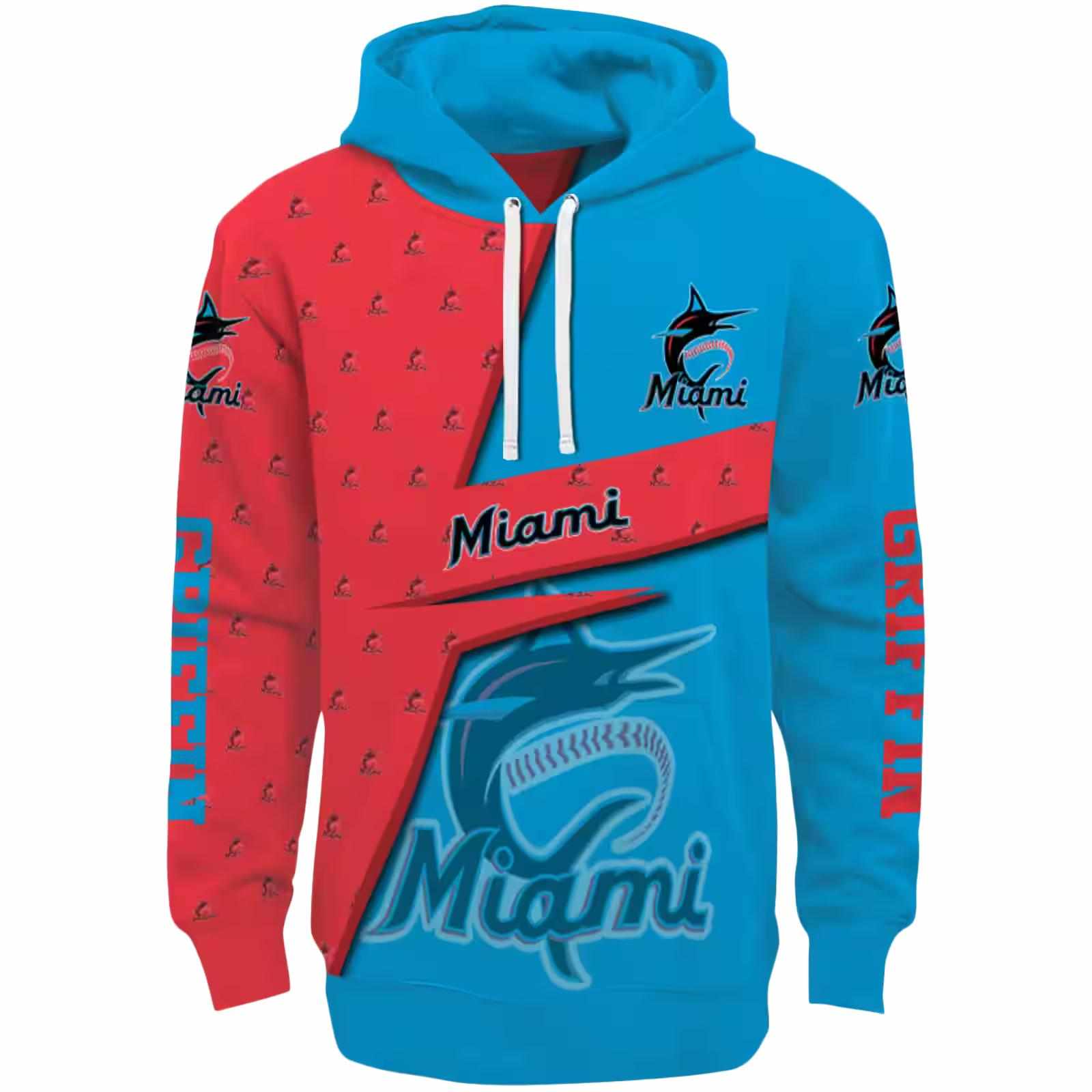 Customized Miami Marlins Abstract Shape Blue Hoodie