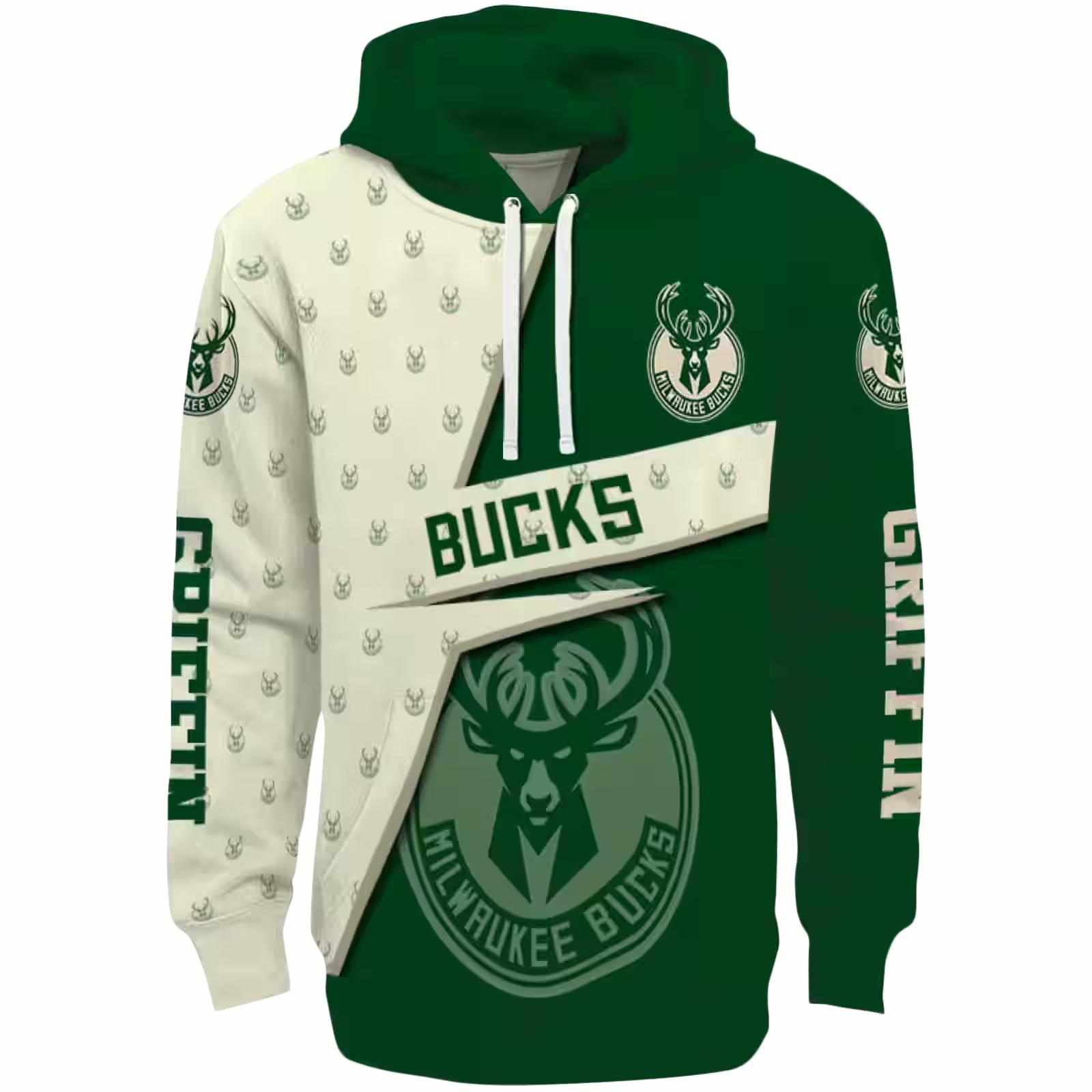 Customized Milwaukee Bucks Abstract Shape Green Hoodie