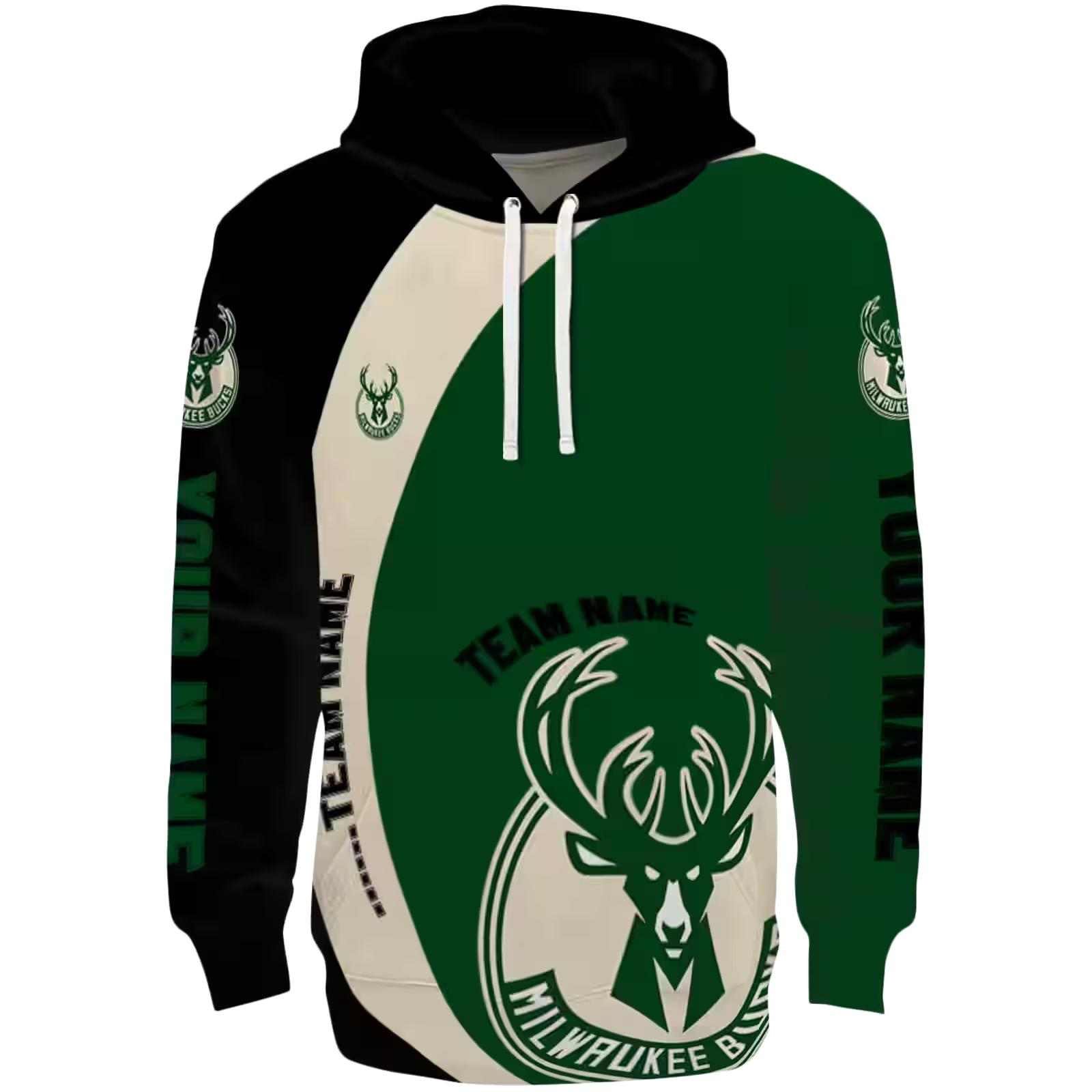 Customized Milwaukee Bucks Minimalist Design Green Black Hoodie