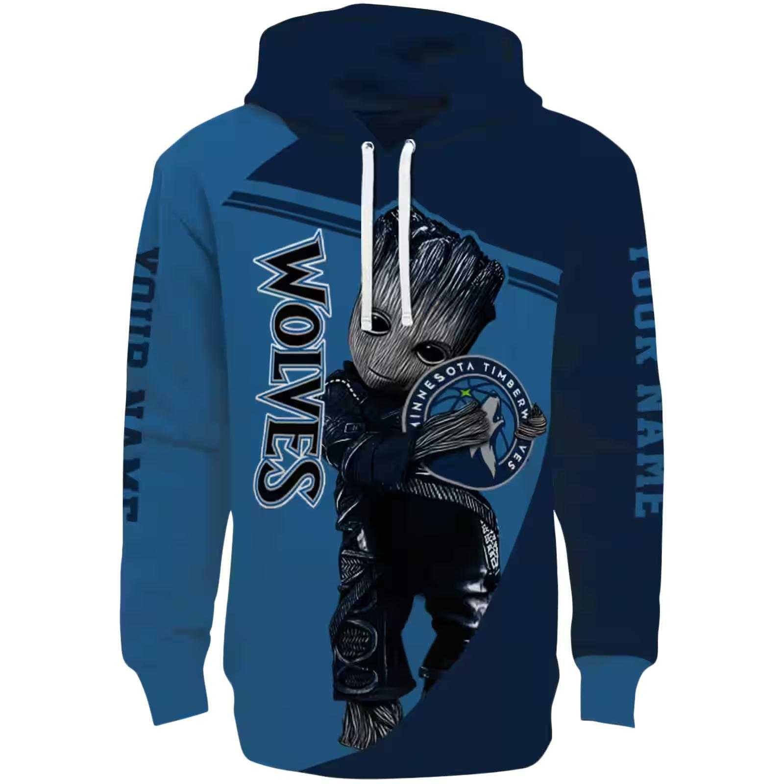 Customized Minnesota Timberwolves Groot Midnight Blue Hoodie