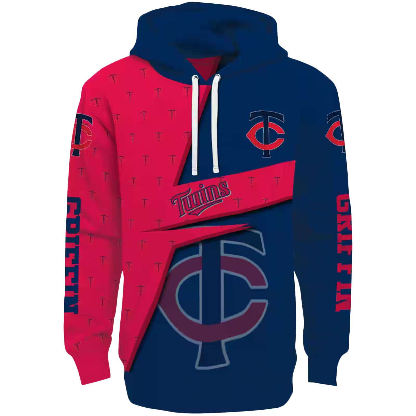 Customized Minnesota Twins Abstract Shape Navy Hoodie