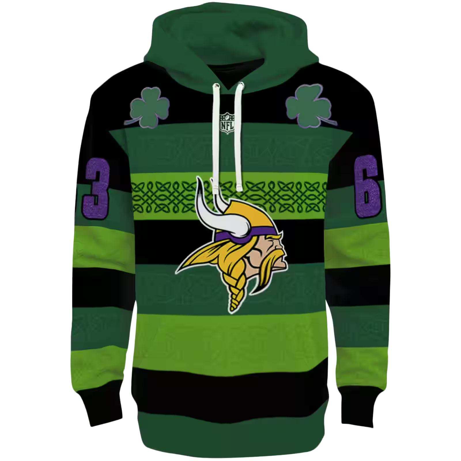 Customized Minnesota Vikings Celtic Patterns Green Hoodie