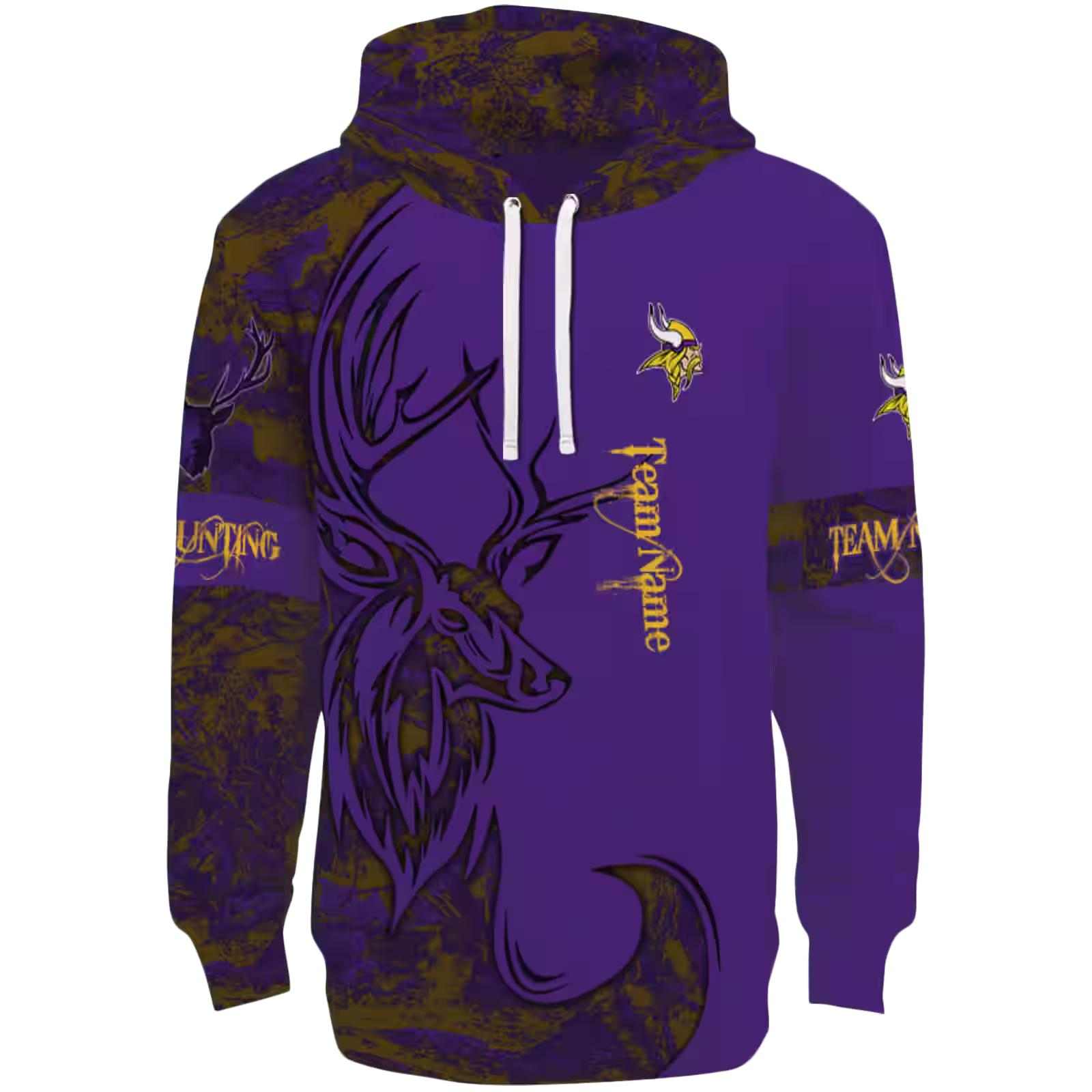 Customized Minnesota Vikings Deer Silhouette Purple Hoodie