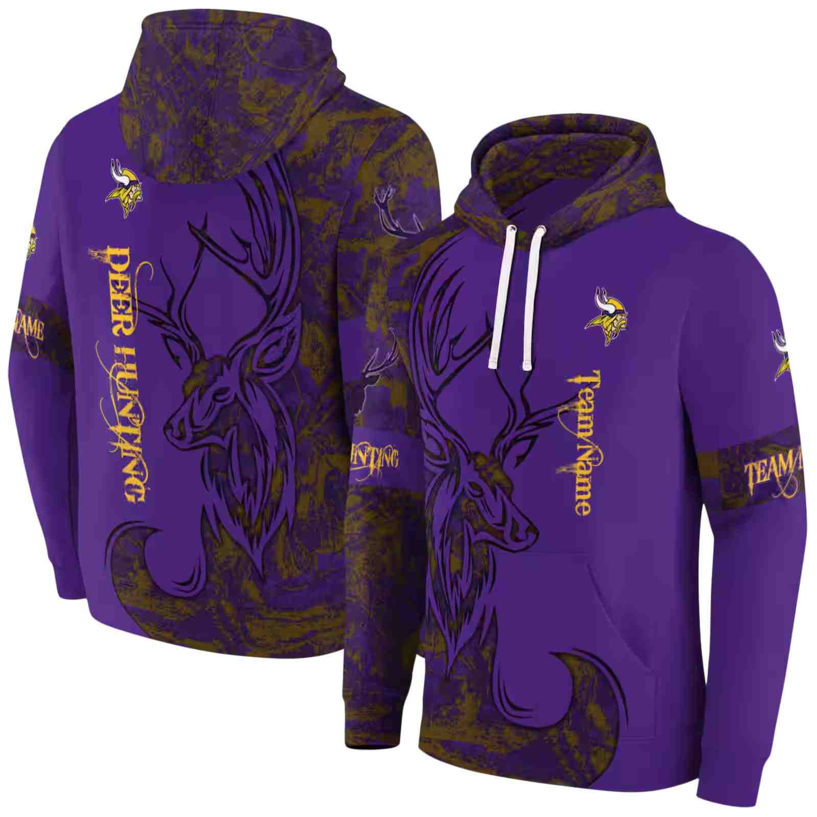 customized minnesota vikings deer silhouette purple hoodie fashion forward