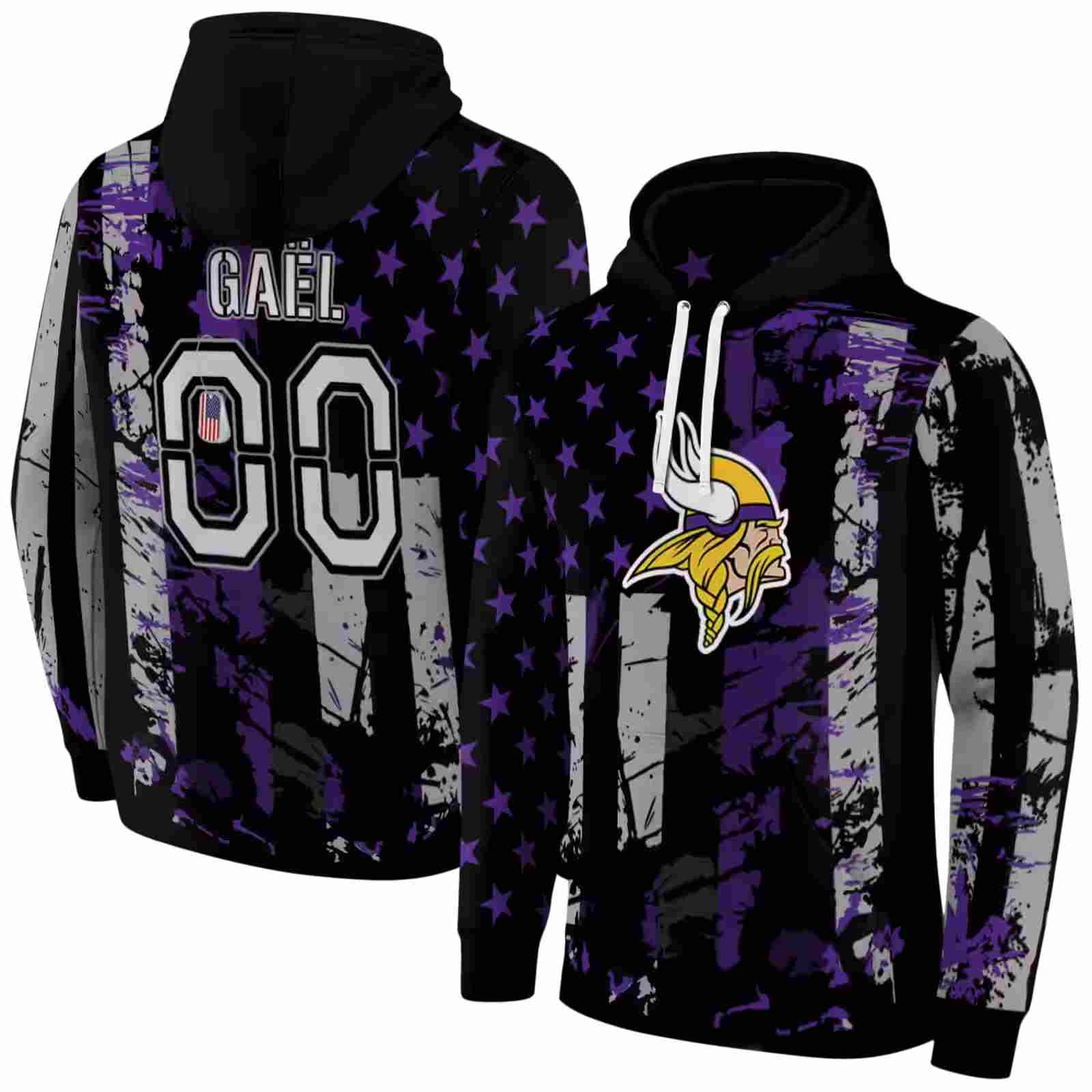 customized minnesota vikings distressed flag purple black hoodie fashion forward