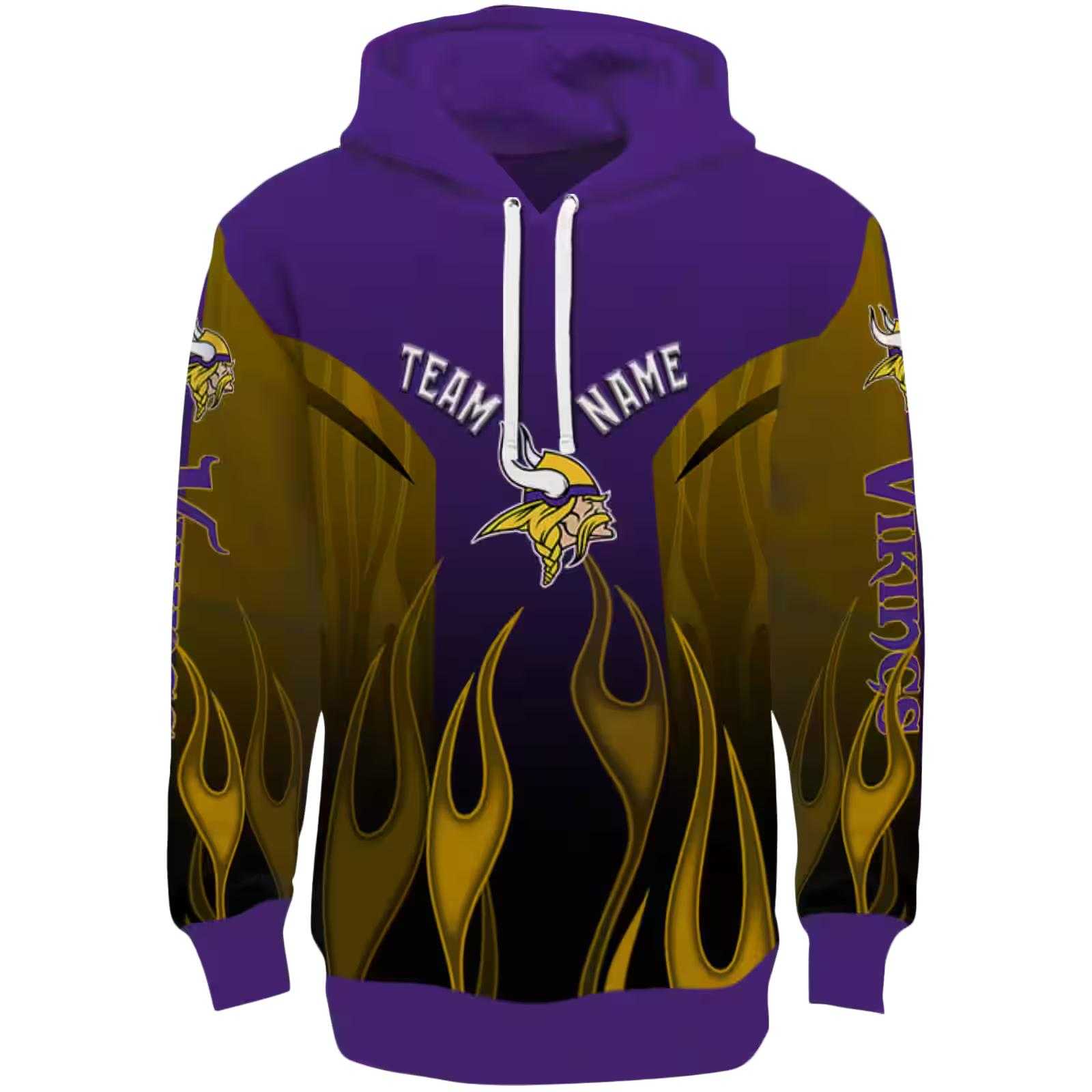 Customized Minnesota Vikings Flame Design Purple Hoodie