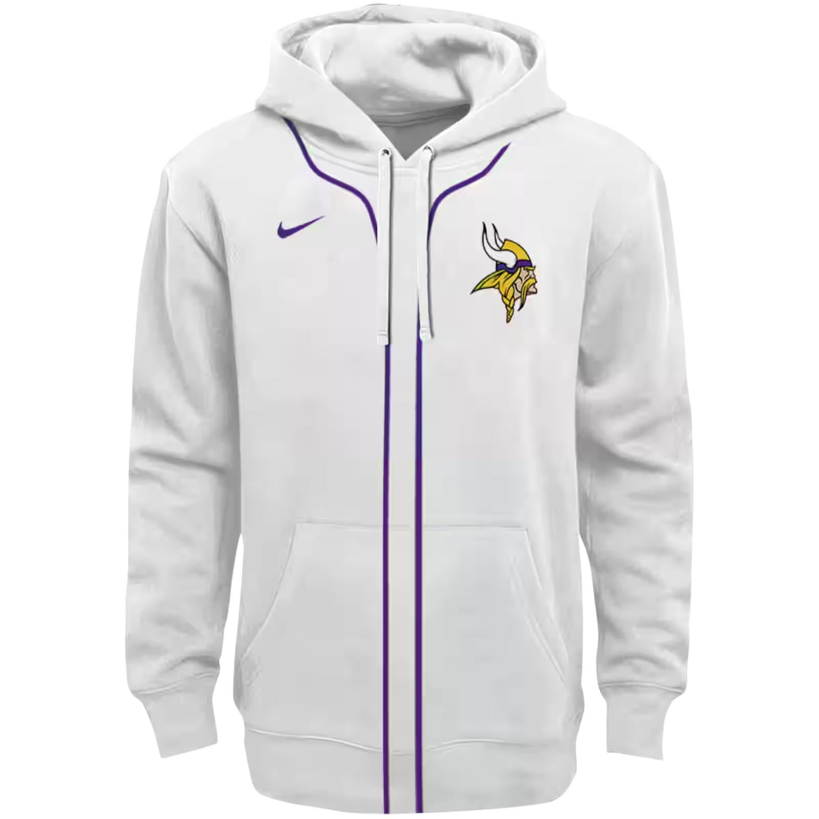 Customized Minnesota Vikings Sporty Stripe White Hoodie