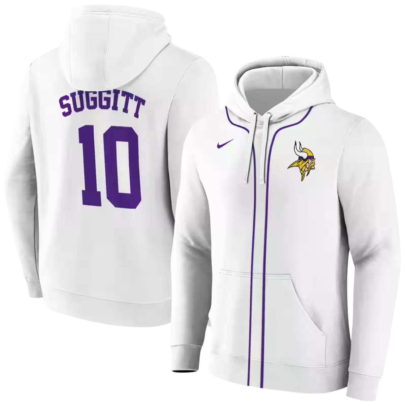 customized minnesota vikings sporty stripe white hoodie fashion forward