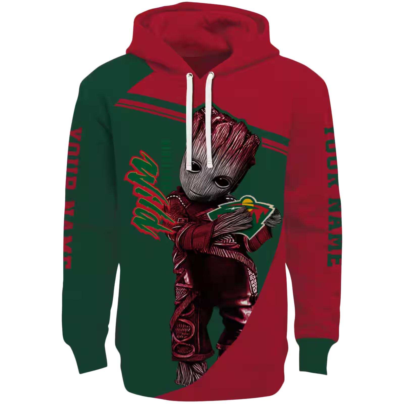 Customized Minnesota Wild Groot Red Hoodie