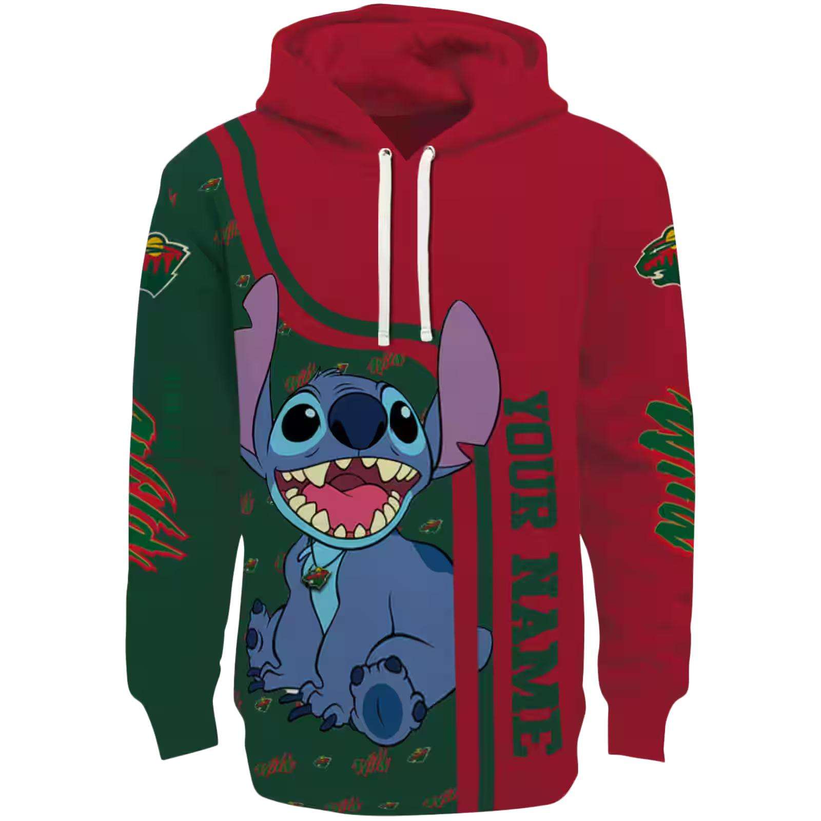 Customized Minnesota Wild Stitch Red Hoodie