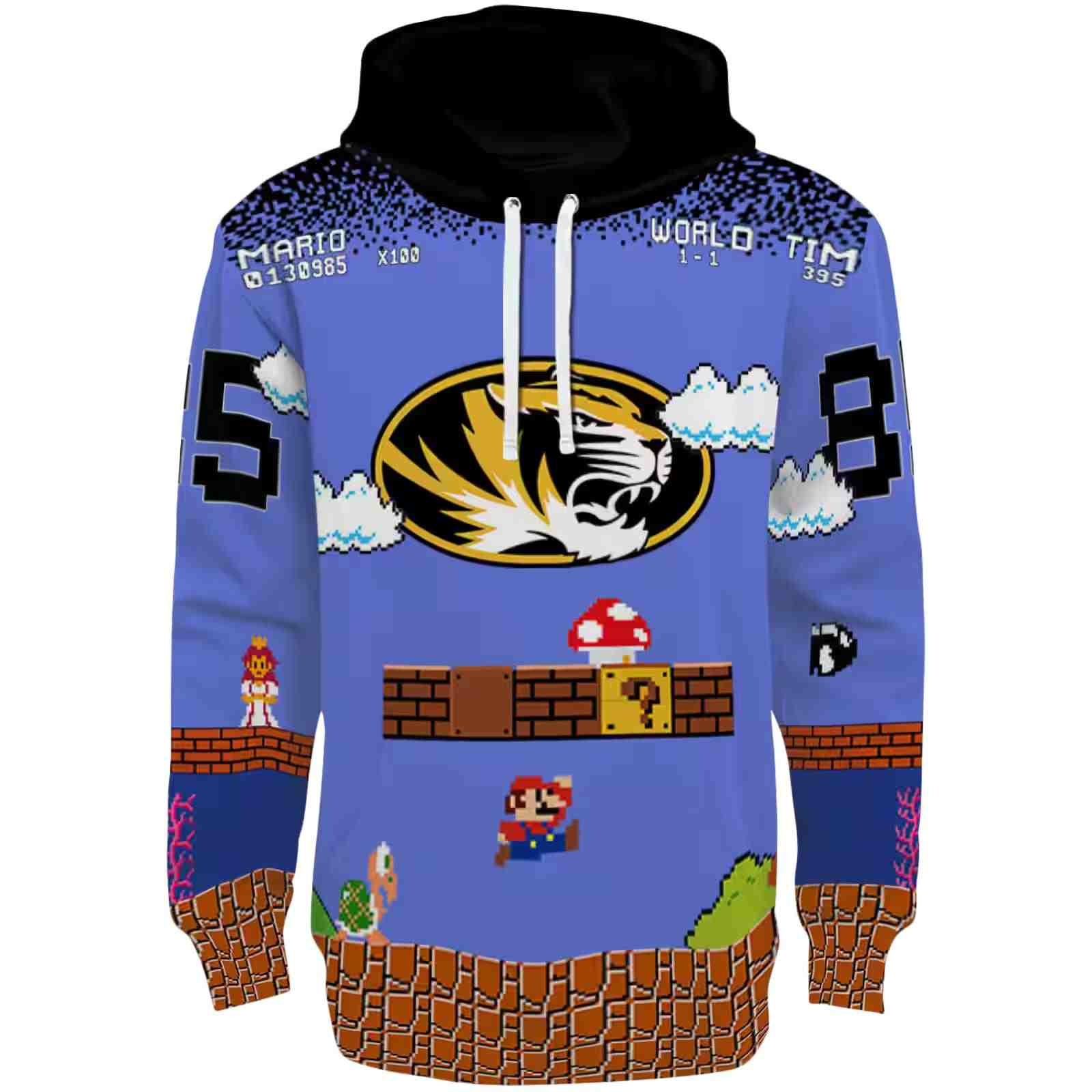 Customized Missouri Tigers Mario Blue Black Hoodie