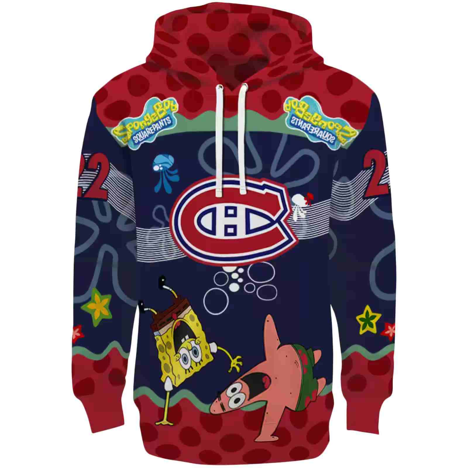 Customized Montreal Canadiens Spongebob Patrick Star Red Navy Hoodie