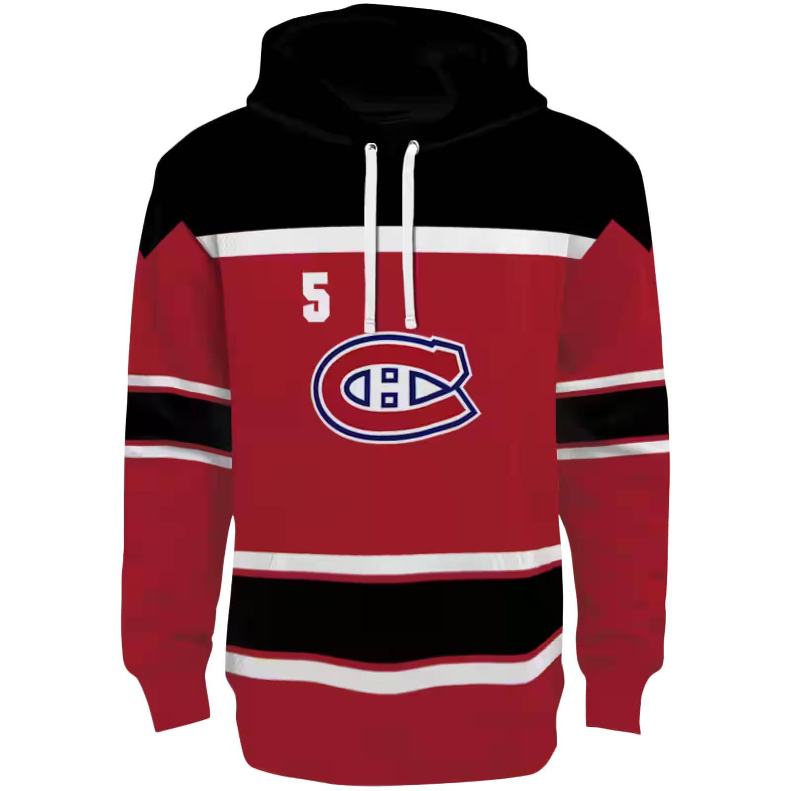 Customized Montreal Canadiens Striped Pattern Red Hoodie