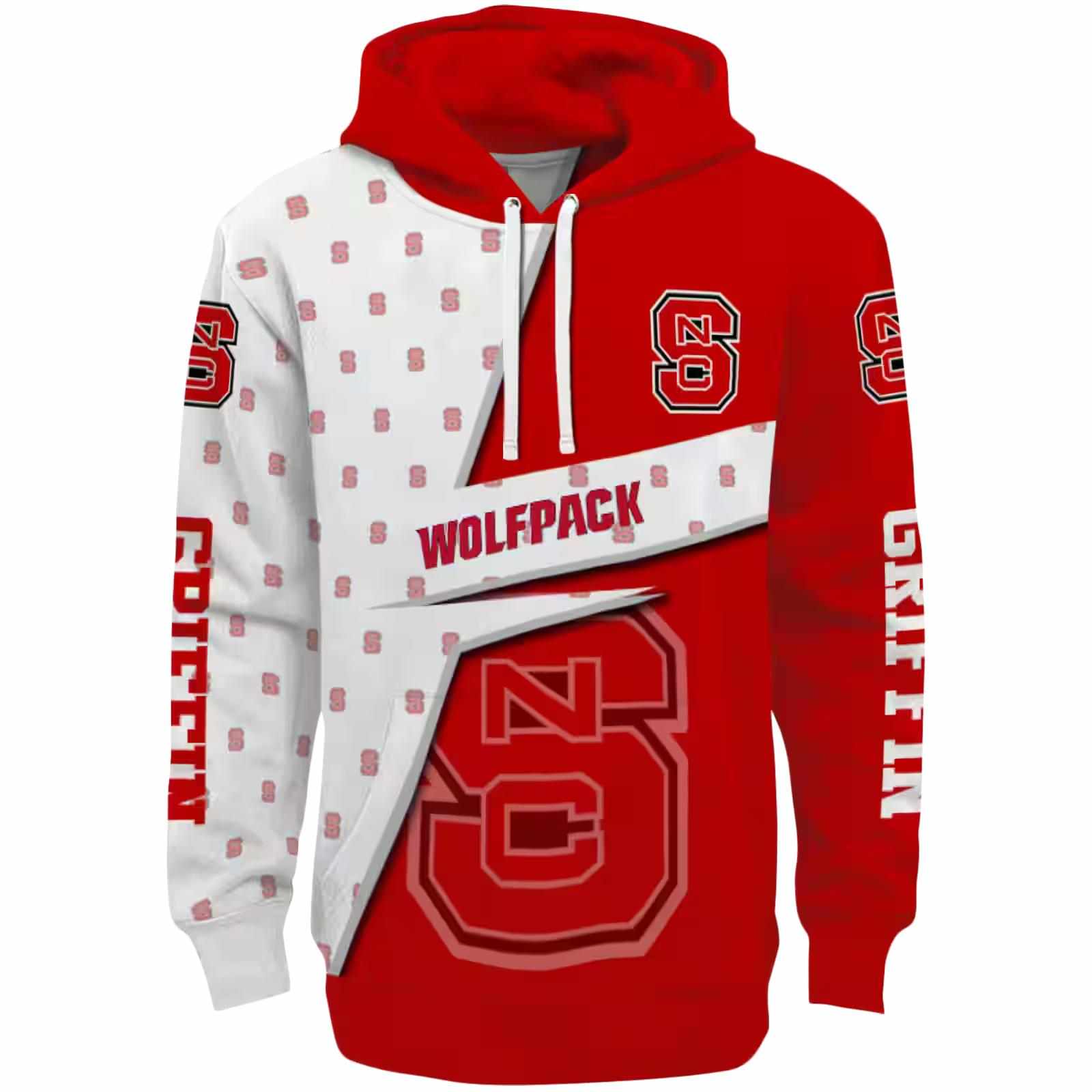 Customized NC State Wolfpack Abstract Shape Red Hoodie