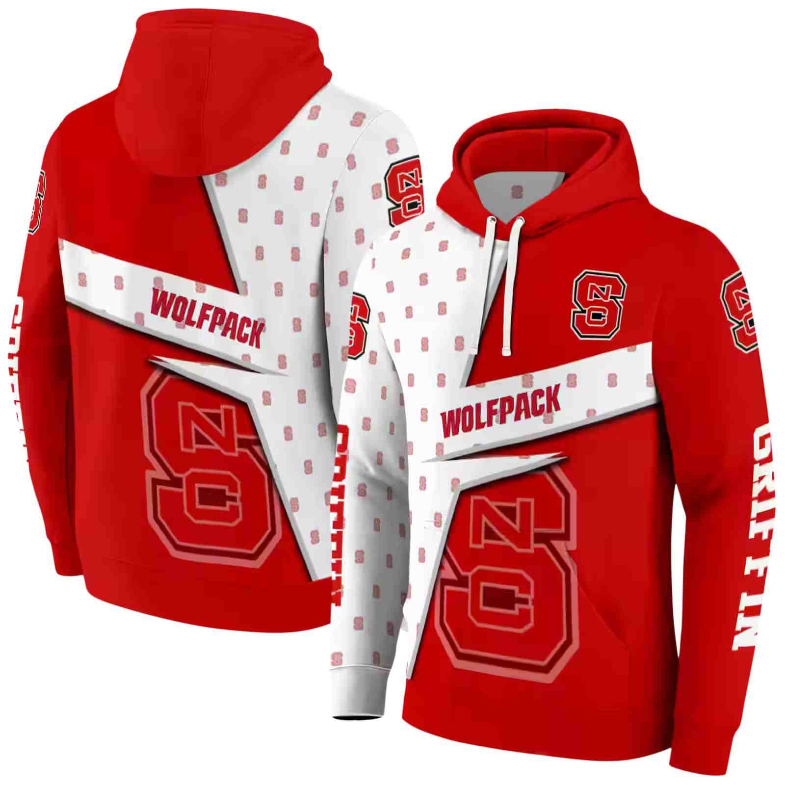 customized nc state wolfpack abstract shape red hoodie fashion forward