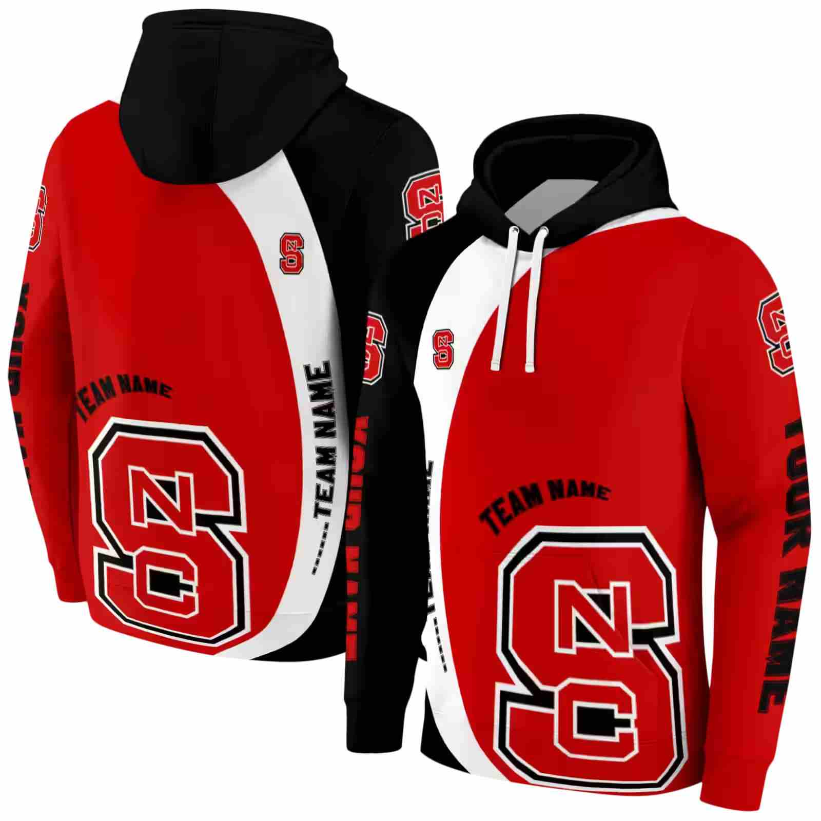 customized nc state wolfpack minimalist design red black hoodie fashion forward