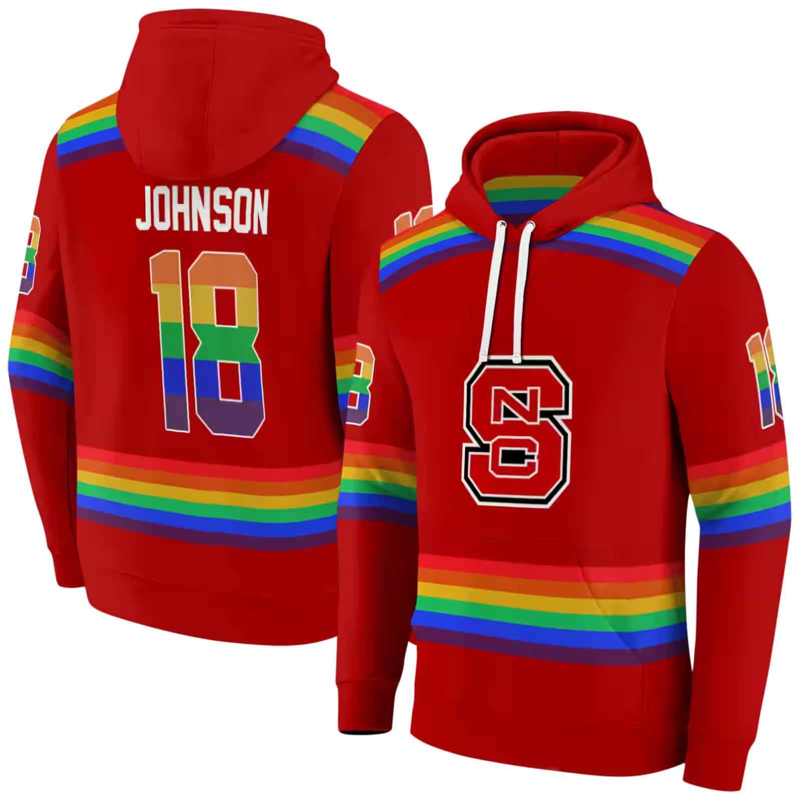 customized nc state wolfpack rainbow stripes red hoodie fashion forward