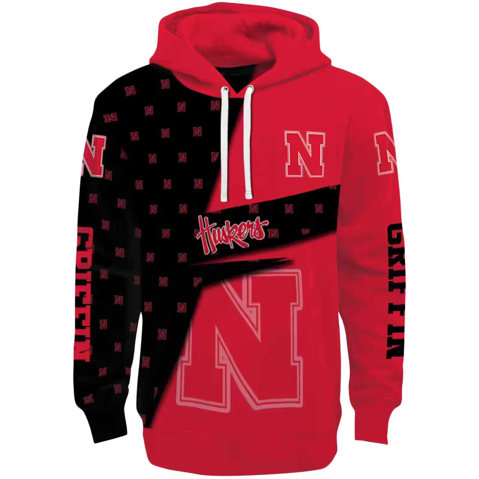 Customized Nebraska Cornhuskers Abstract Shape Red Hoodie