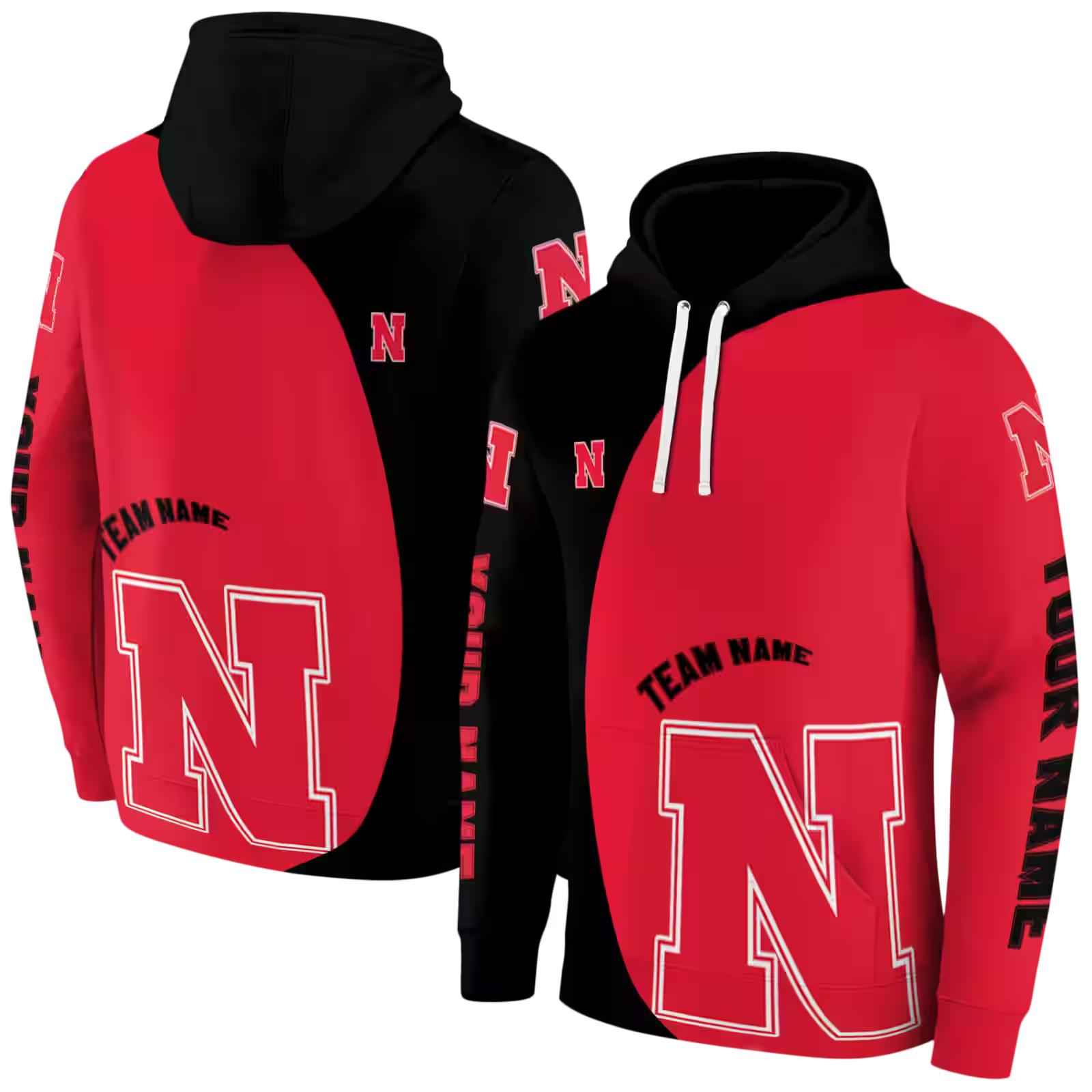 customized nebraska cornhuskers minimalist design red black hoodie fashion forward