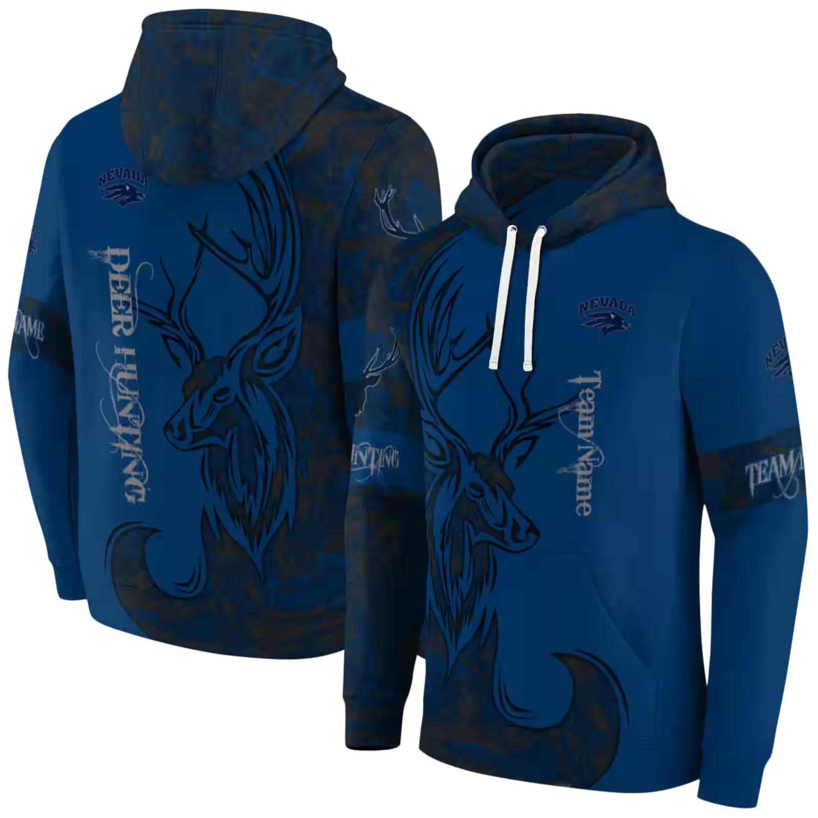 customized nevada wolf pack deer silhouette blue hoodie fashion forward