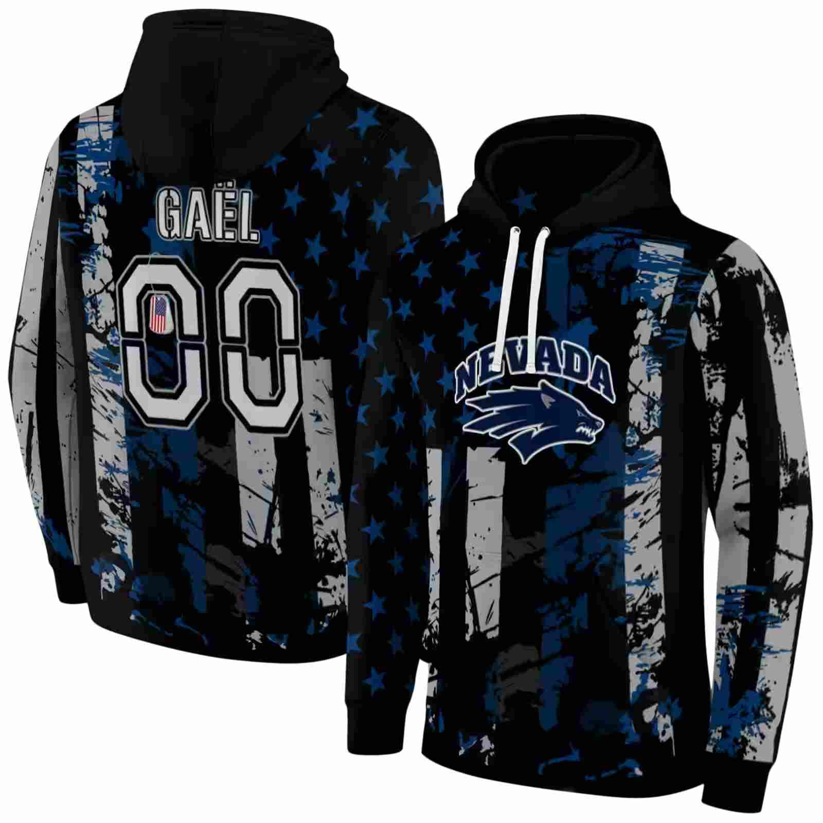 customized nevada wolf pack distressed flag blue black hoodie fashion forward