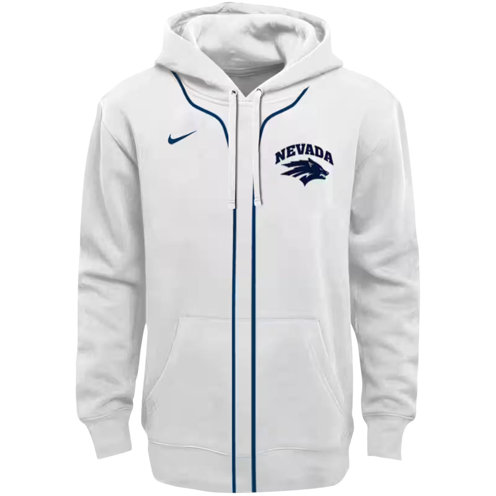 Customized Nevada Wolf Pack Sporty Stripe White Hoodie